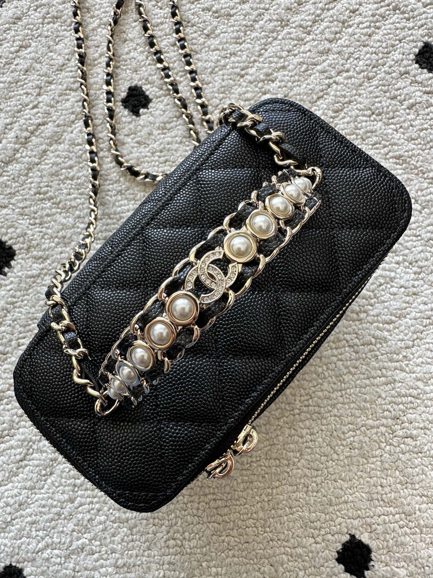 Ch*el classic vanity with chain handbag as4940 17x9.5x8cm
