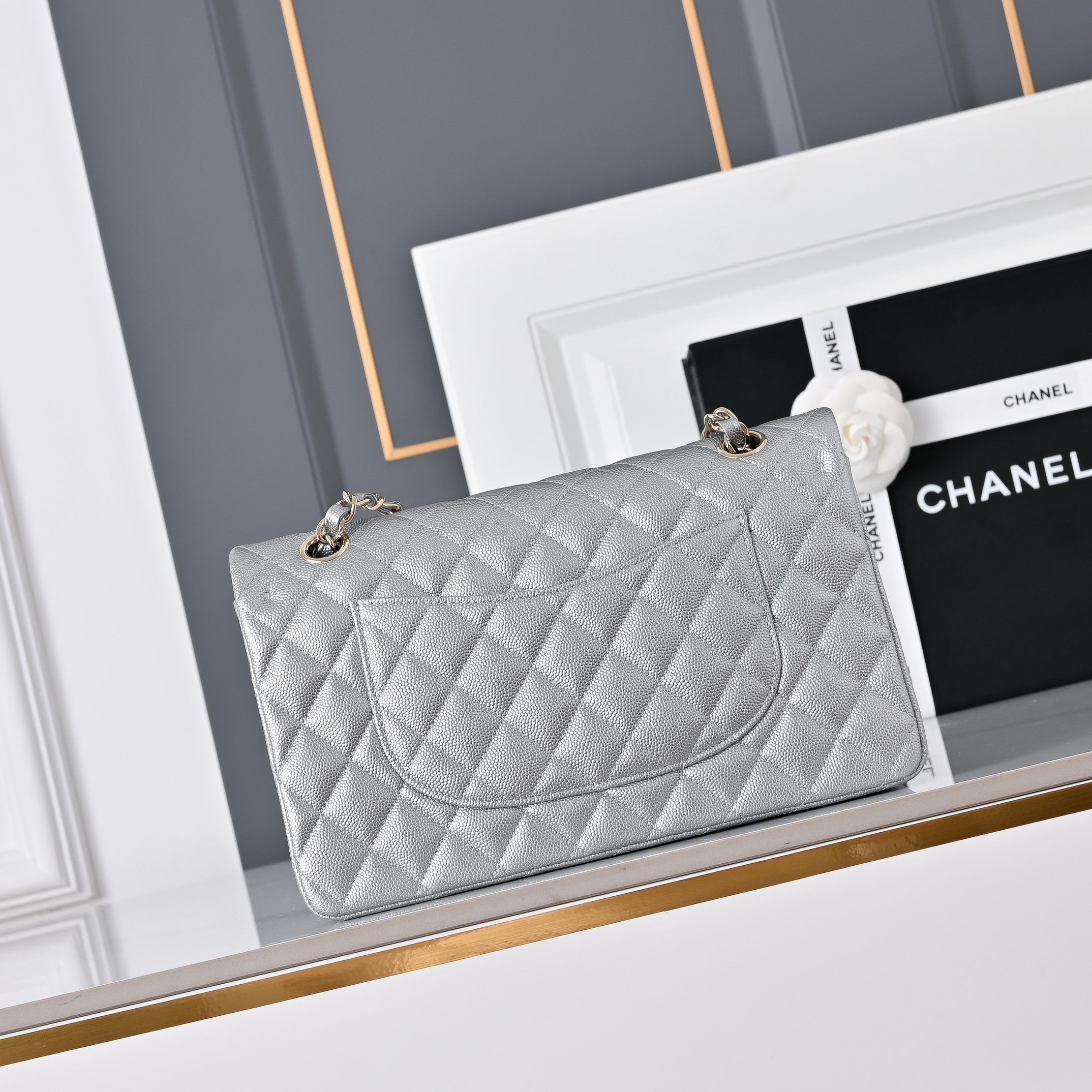 Ch*el classic flap light gold hardware a01112 15.5x25.5x6.5cm