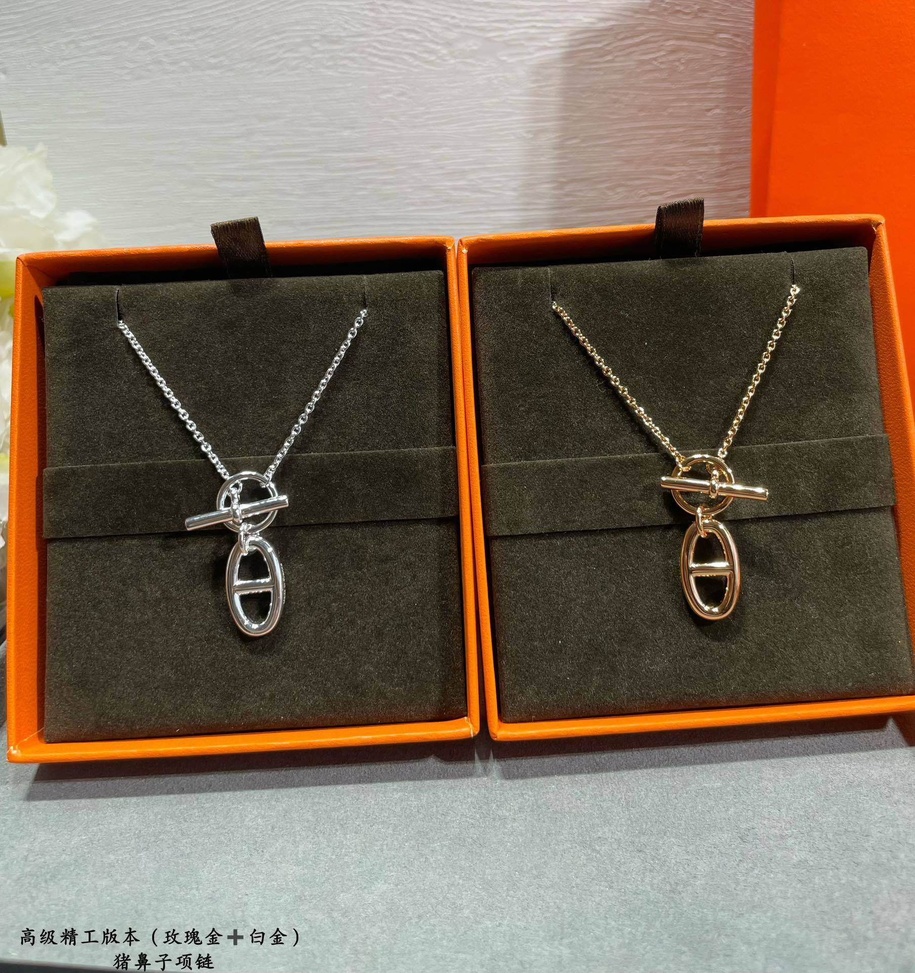 H**mes pig nose necklace ag925