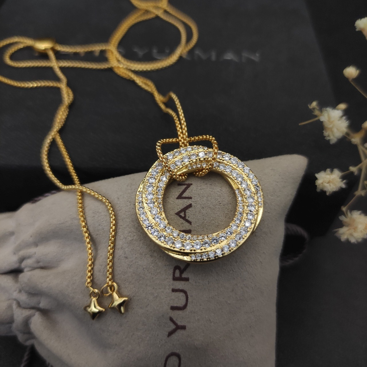 dau1d Yvrm*n 30mm round with full di*m*nds necklace(chain length 90cm chain thickness 1.5mm)