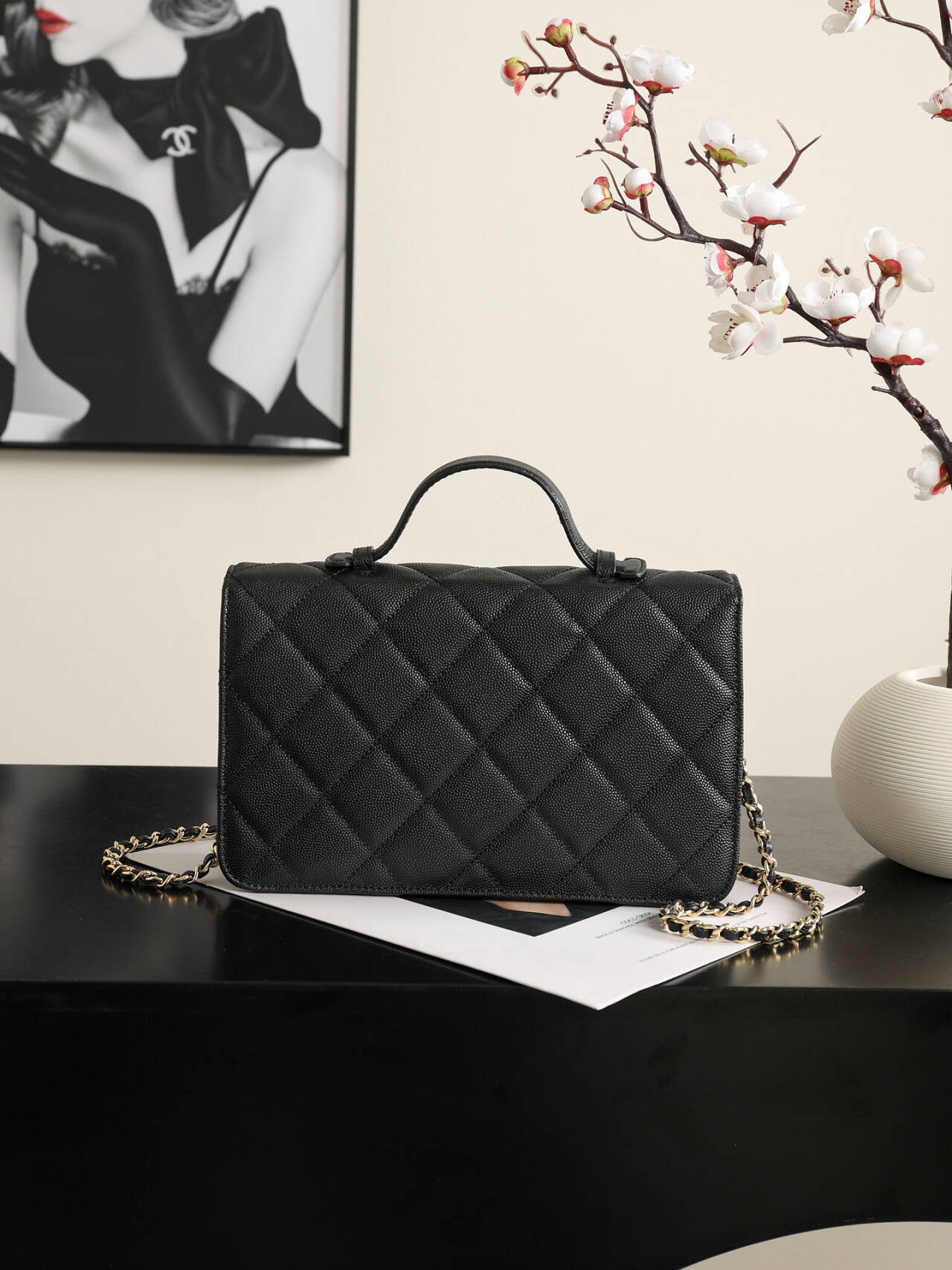 Ch*el flap bag as6554 16x24x5cm