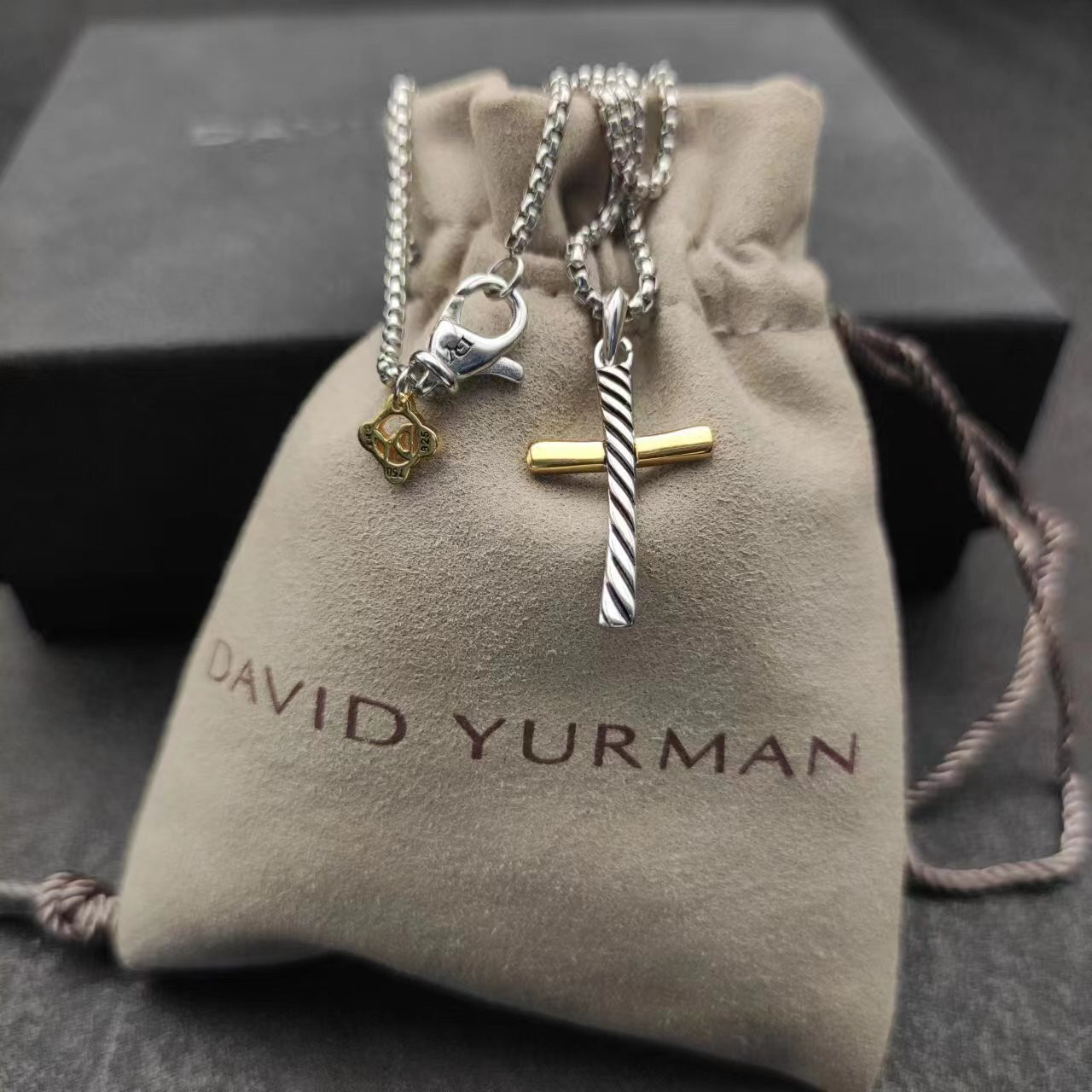 dau1d Yvrm*n cross necklace(chain length 45+5cm delay chain chain thickness 2mm)