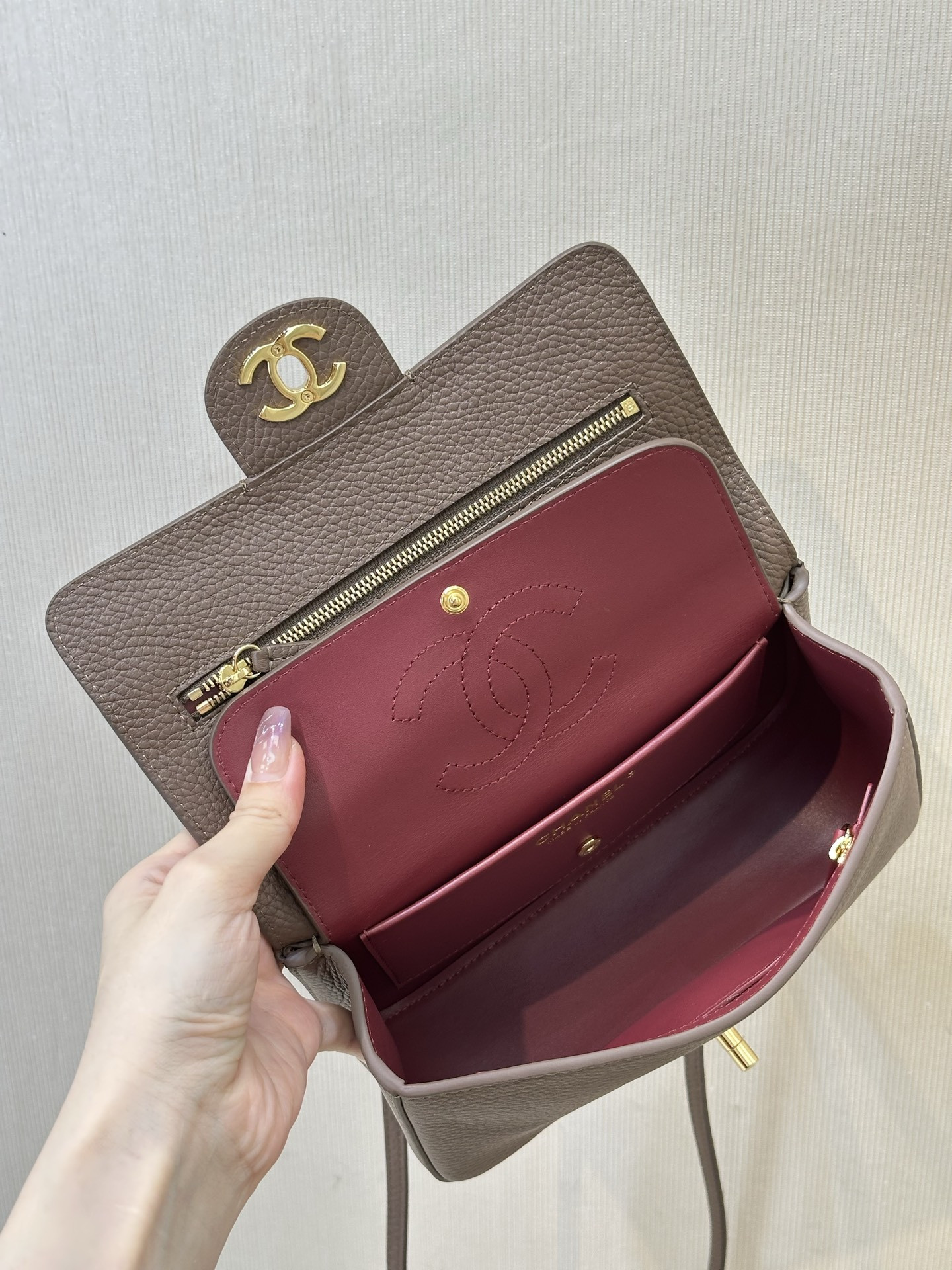 Ch*el mini flap bag light gold hardware as6573 13x20x6cm
