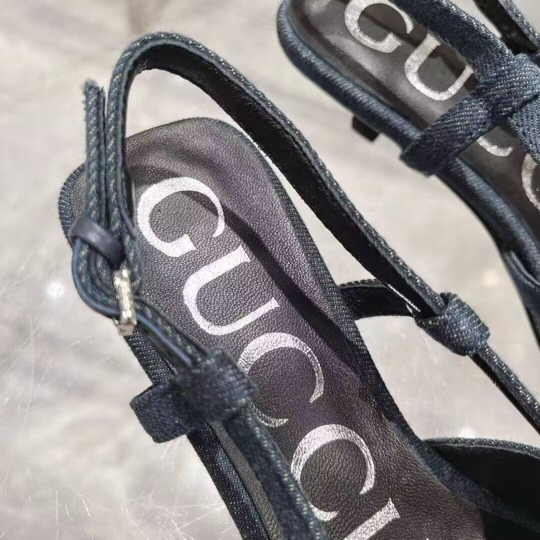 ua g*u*i gg crystal De*1m slingback dark blue(cust0mized products are non-refundable and non-exchangeable)