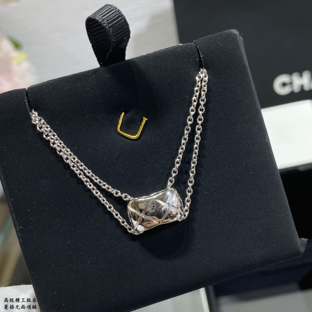 Ch*el Carved diamond polished Necklace