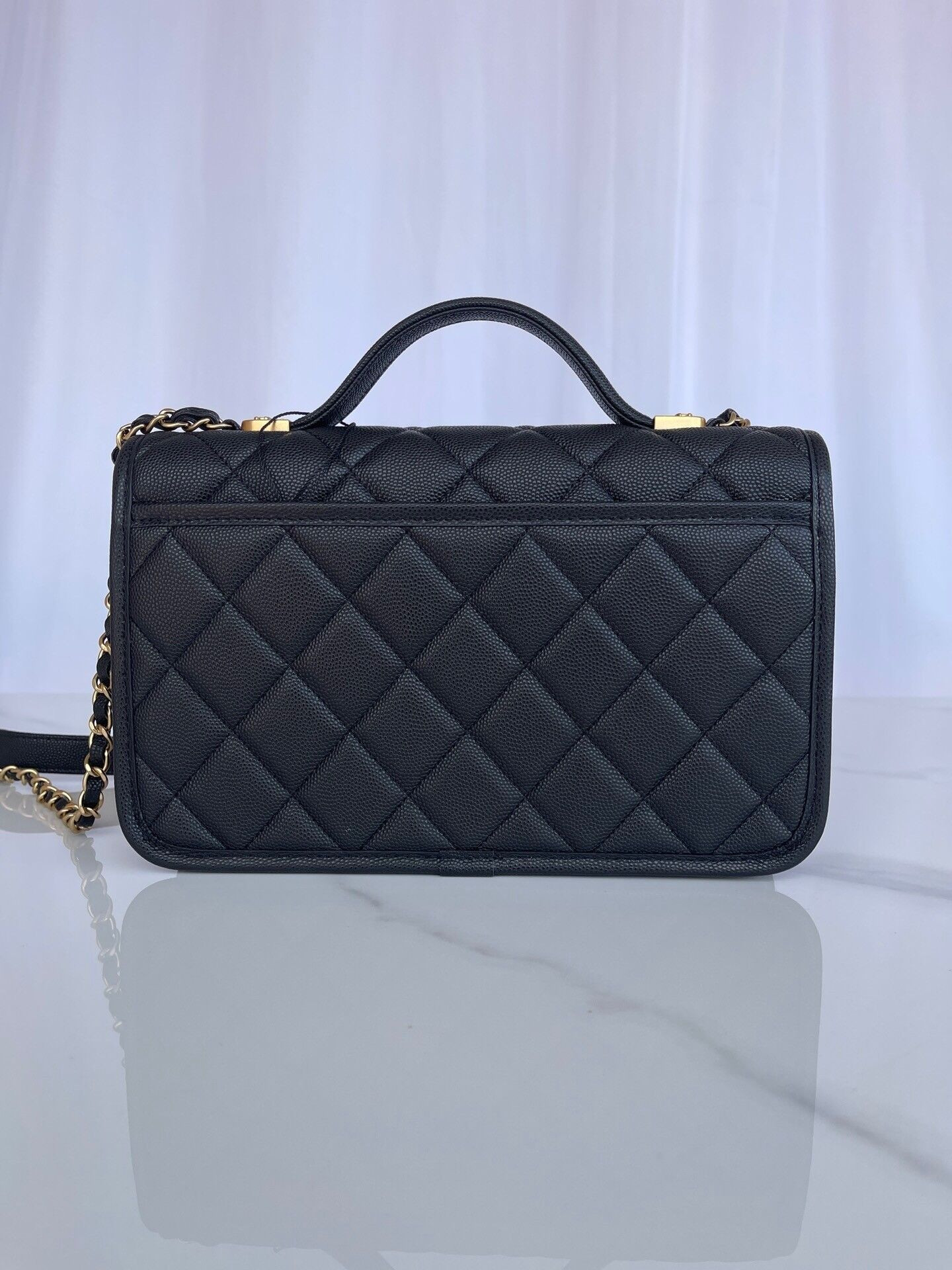 Ch*el top handle flap bag 25x21.5x7cm