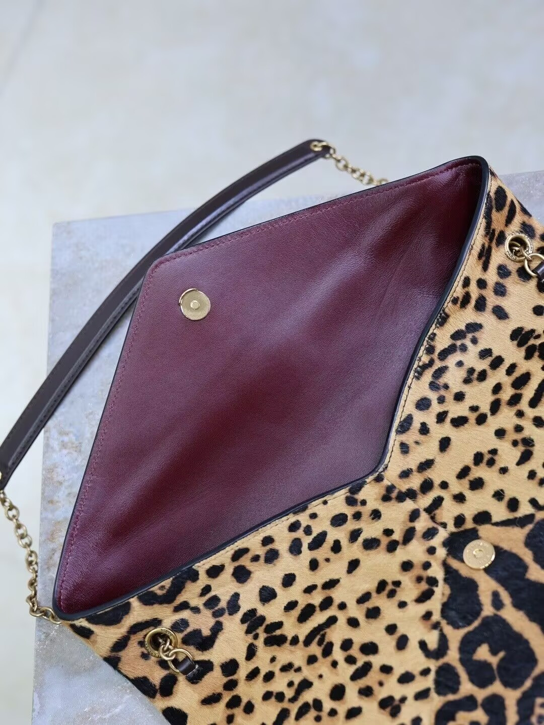 Y*L cassandre large pouch on chain in pony hair leather 29.5x18x5cm