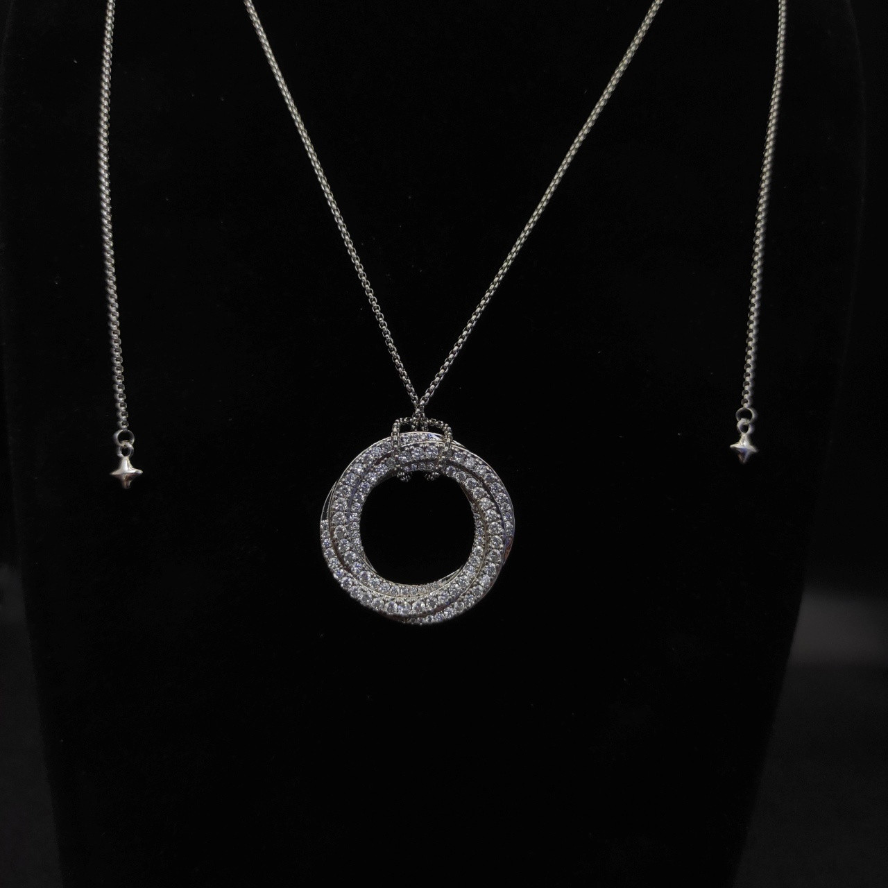 dau1d Yvrm*n 30mm round with full di*m*nds necklace(chain length 90cm chain thickness 1.5mm)
