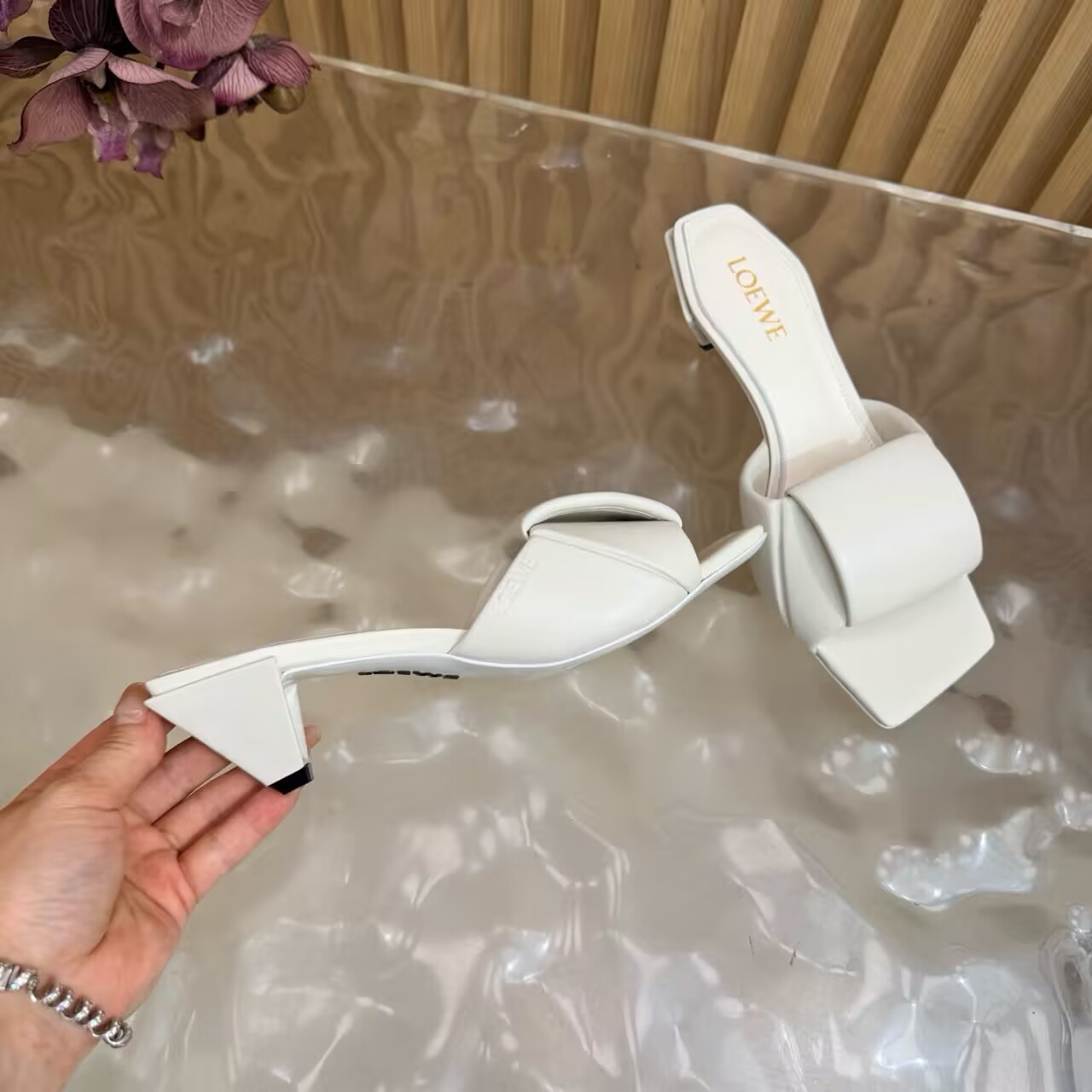 ua L0ew* origami slide 4cm heel