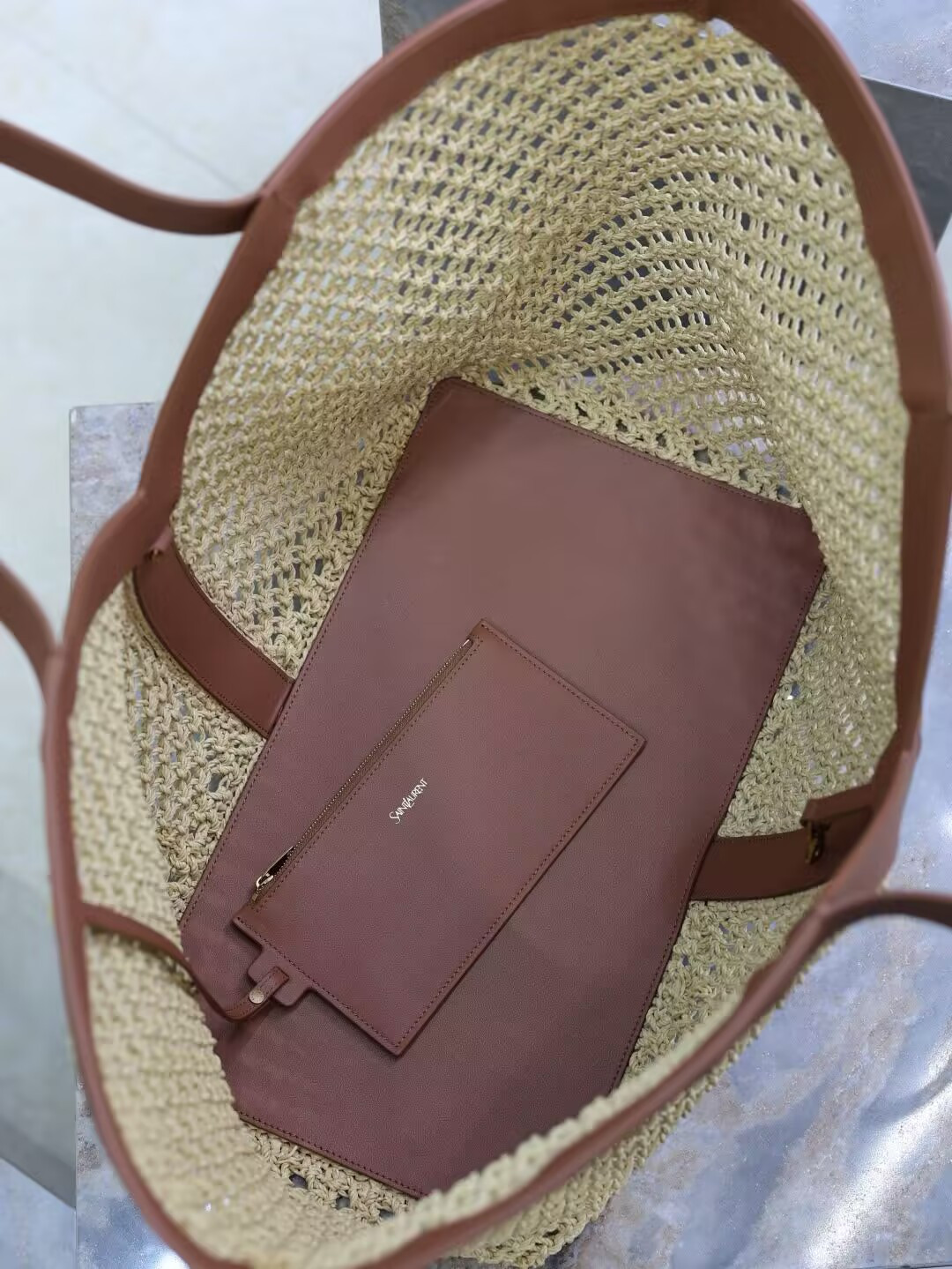 Y*L y-shaped raffia tote bag 50x33x16cm