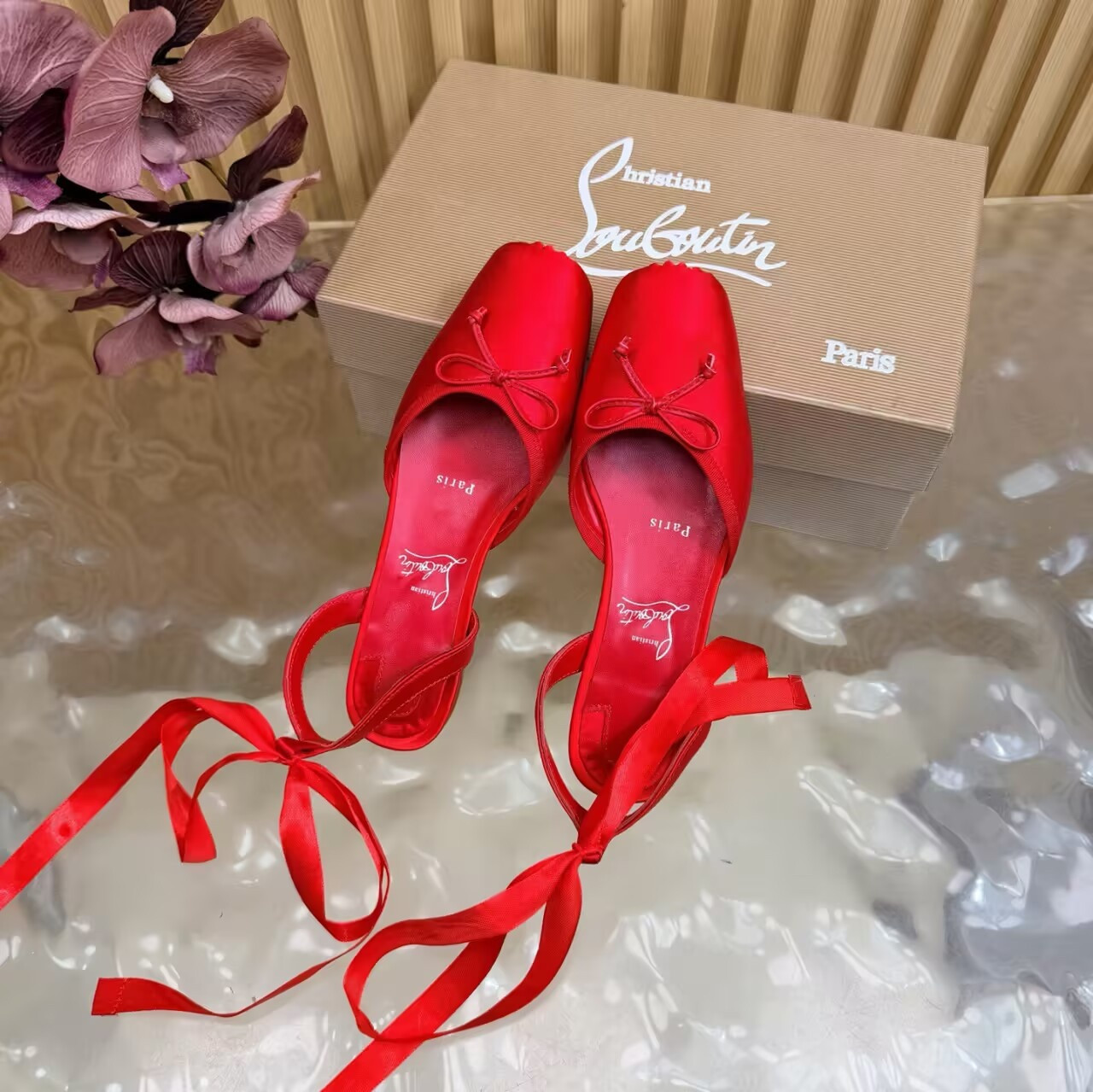 ua Ch**an louboutin cassia lace up ballerina