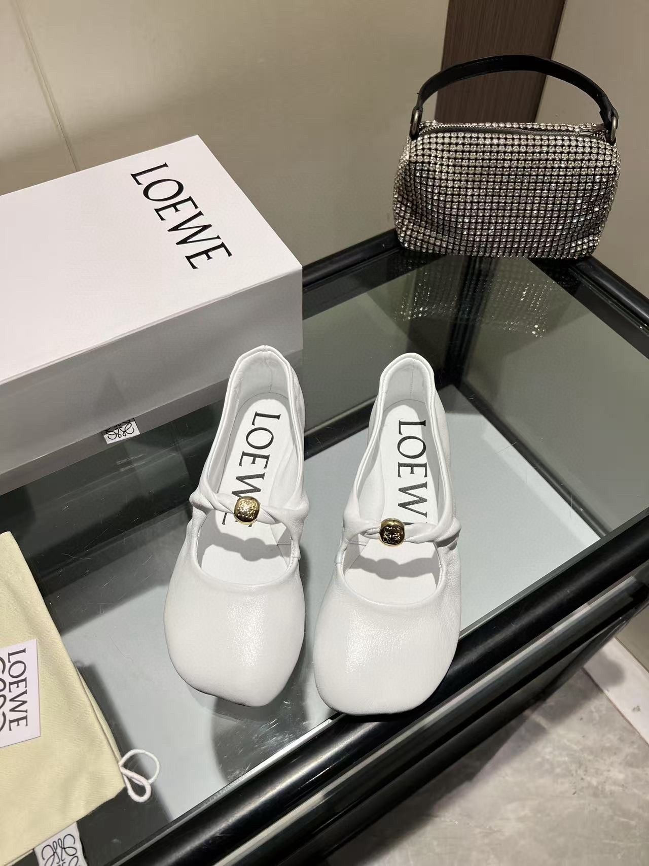 ua L0ew* pebble soft ballerina in nappa lambskin