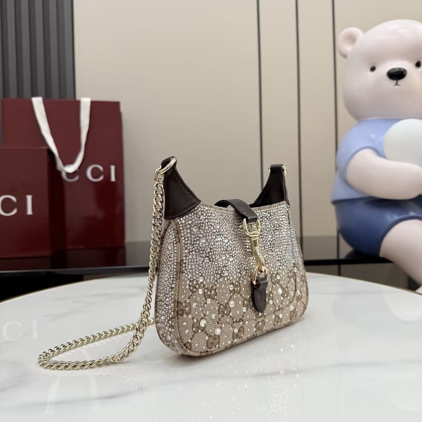 G*u*i jackie notte mini crystal handbag 19.5x18x3.5cm