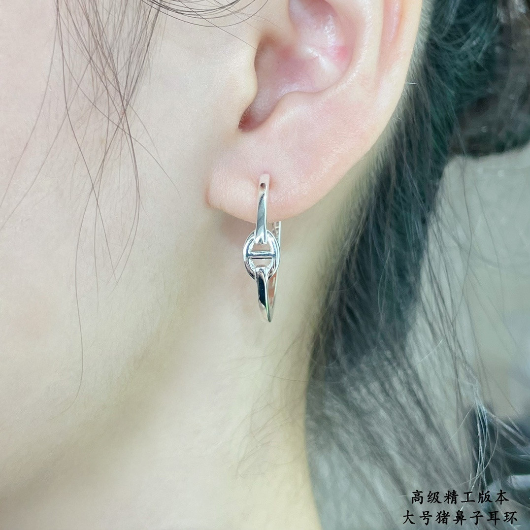 H**mes pig nose earrings ag925