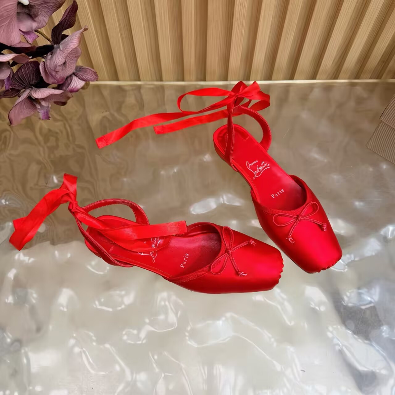ua Ch**an louboutin cassia lace up ballerina