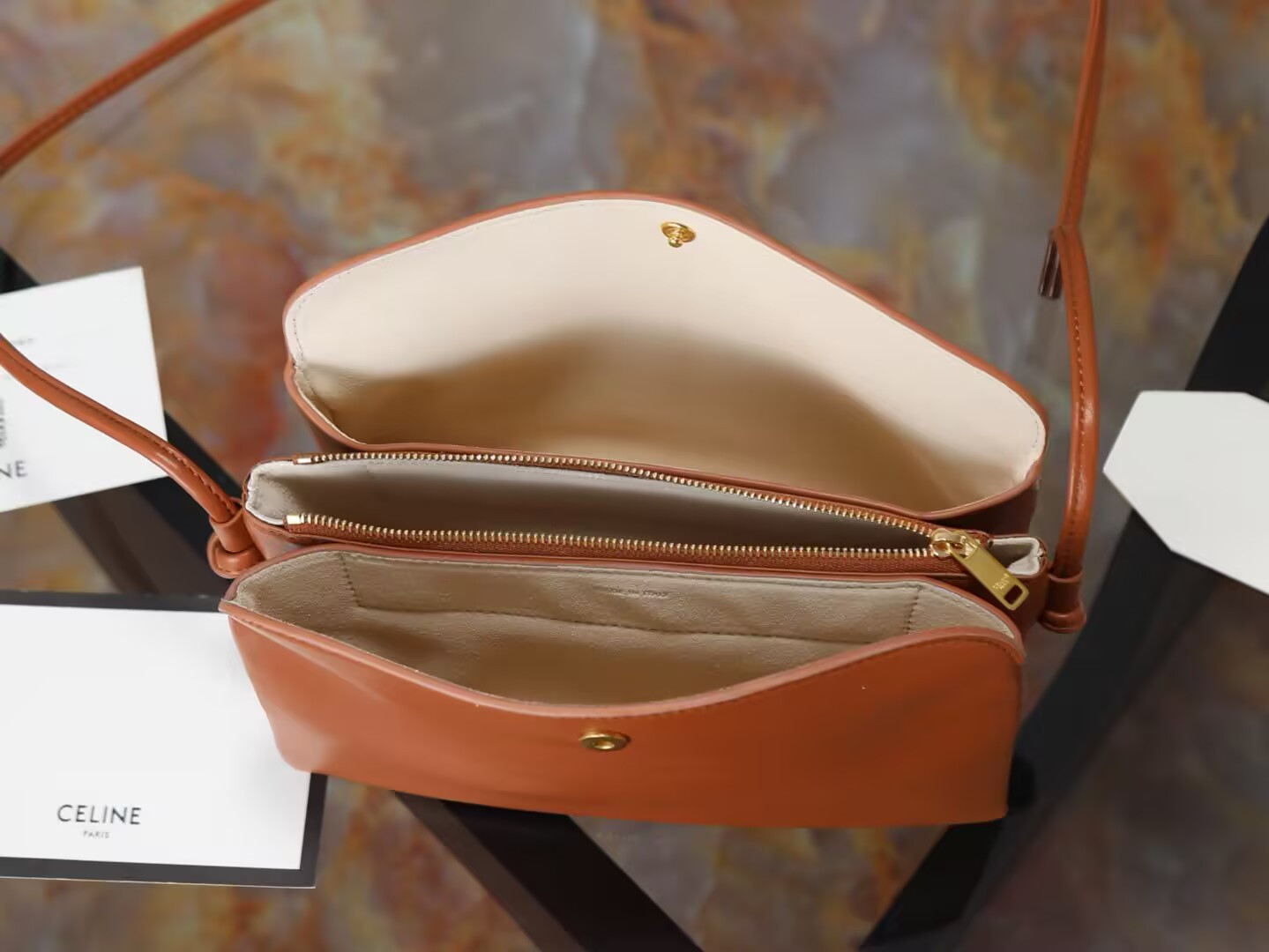 Ce**e trio flap in smooth lambskin 22.5x13x3.5cm
