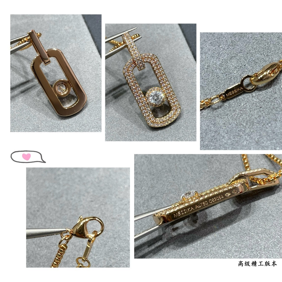 Mes1kaa two-row di*m*nd vertical pendant necklace