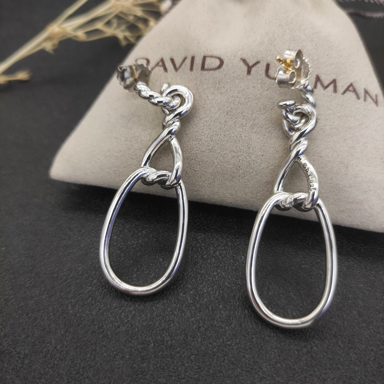 dau1d Yvrm*n twisted figure 8 earrings