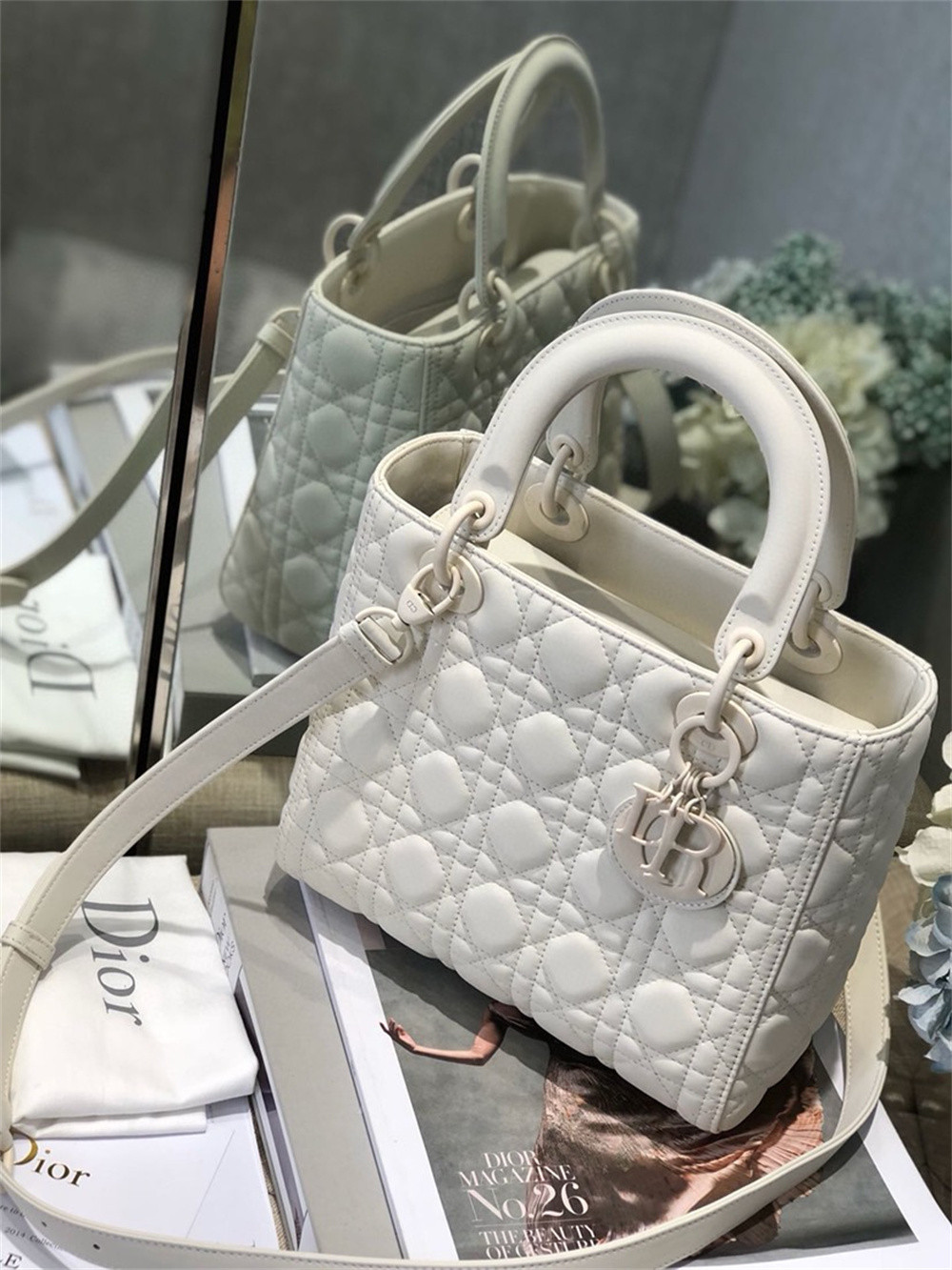 Medium Lady D*0r Bag 9.5 x 8 x 4.5 inches