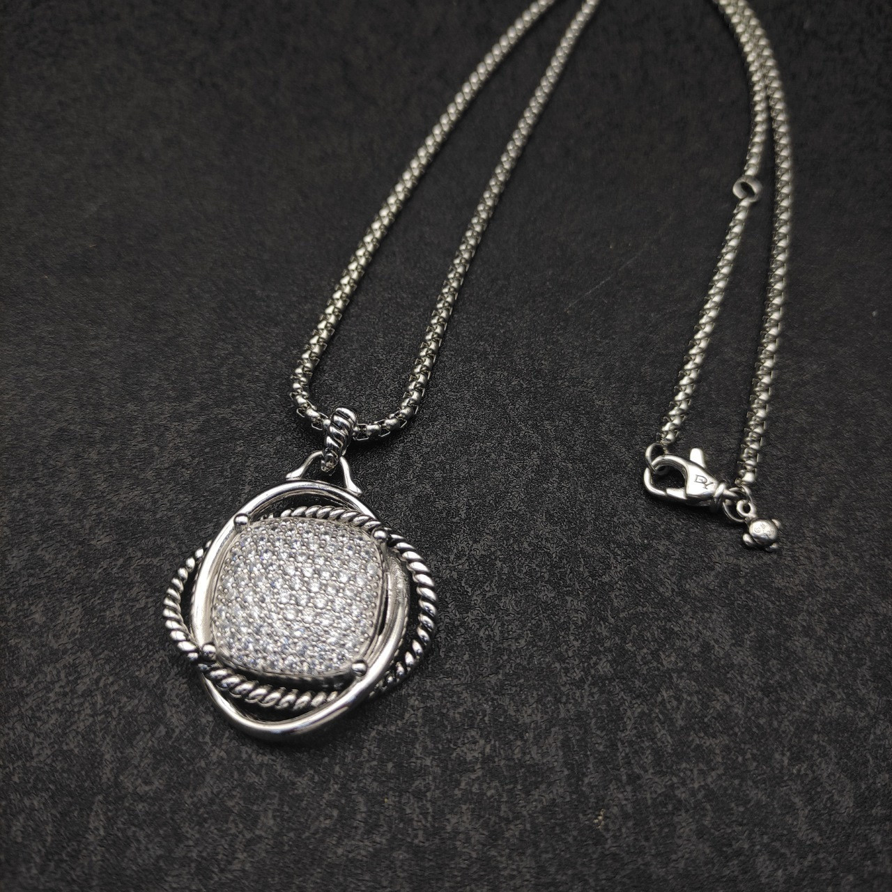 dau1d Yvrm*n 32mm square di*m*nd necklace(chain length 50+5cm delay chain chain thickness 3mm)