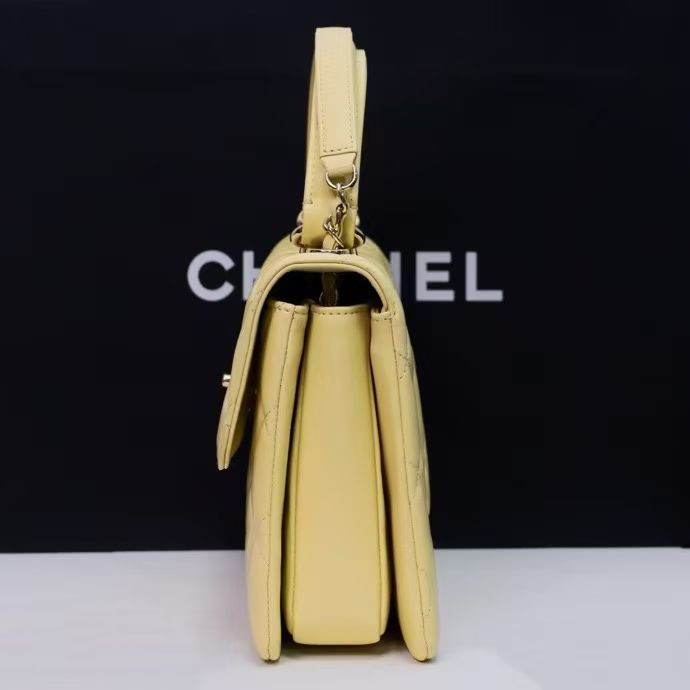 Ch*el flap bag with top handle 17x25x12cm