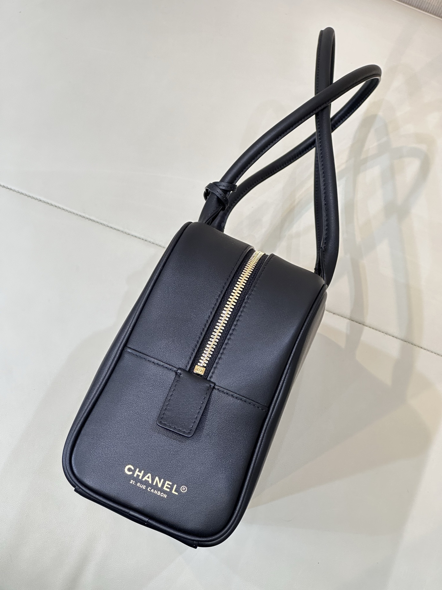 Ch*el large bowling bag black as6211 19x35.5x12.5cm
