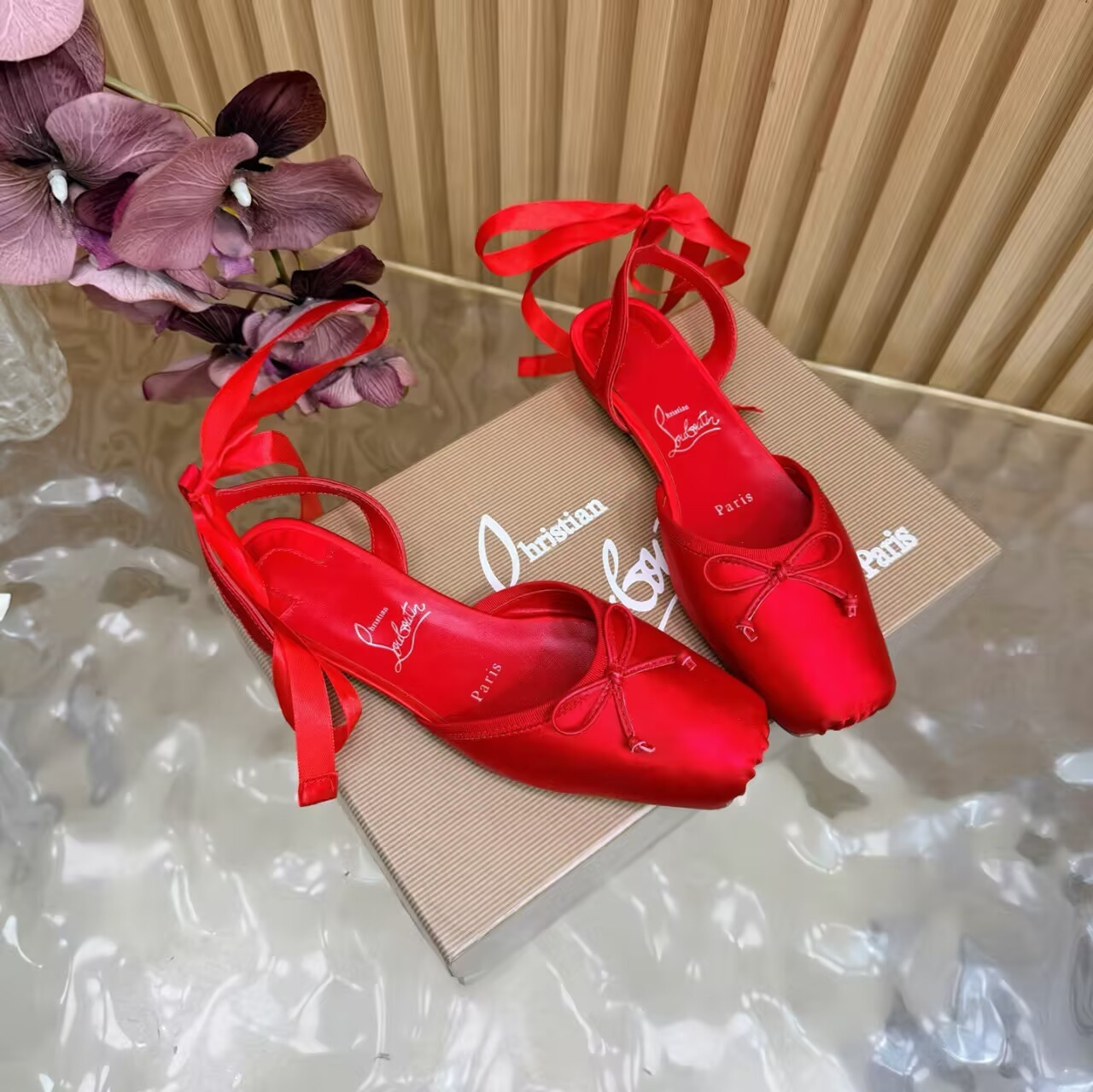 ua Ch**an louboutin cassia lace up ballerina