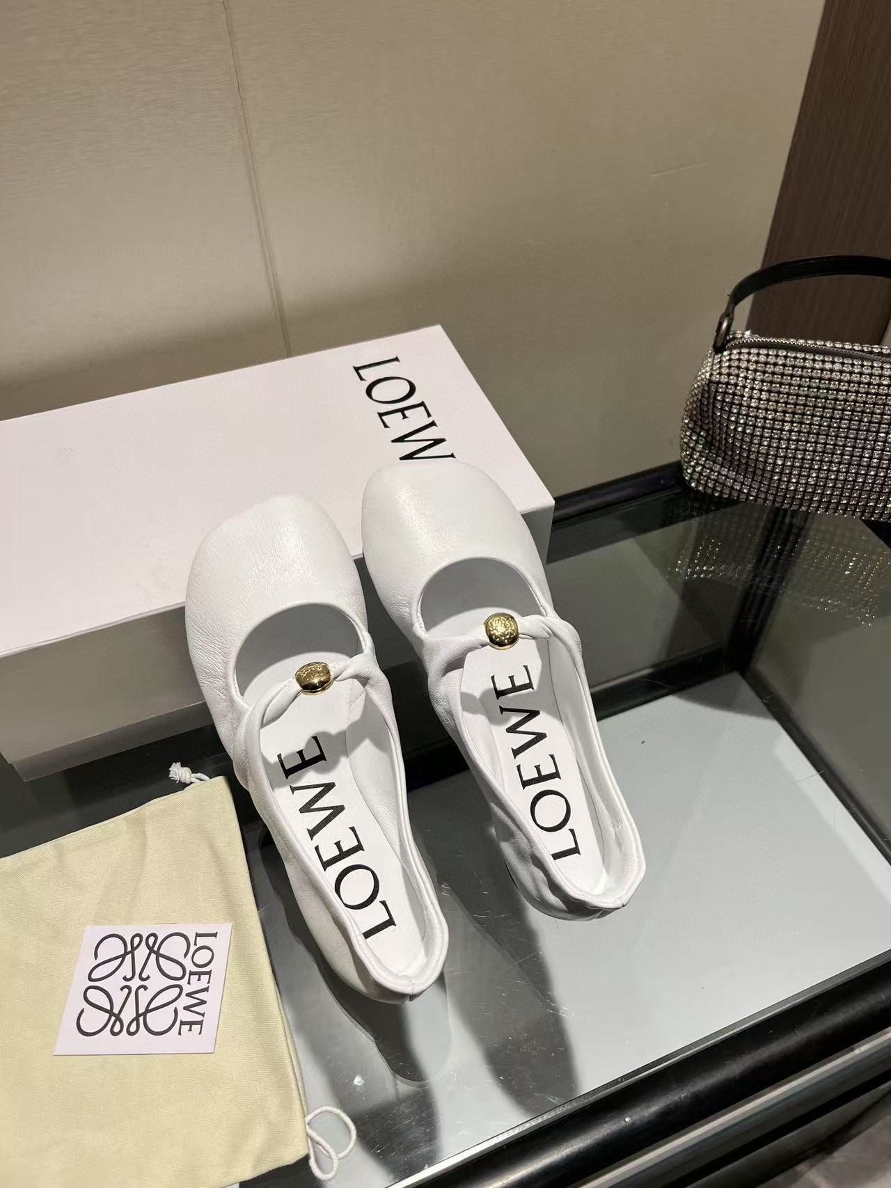 ua L0ew* pebble soft ballerina in nappa lambskin