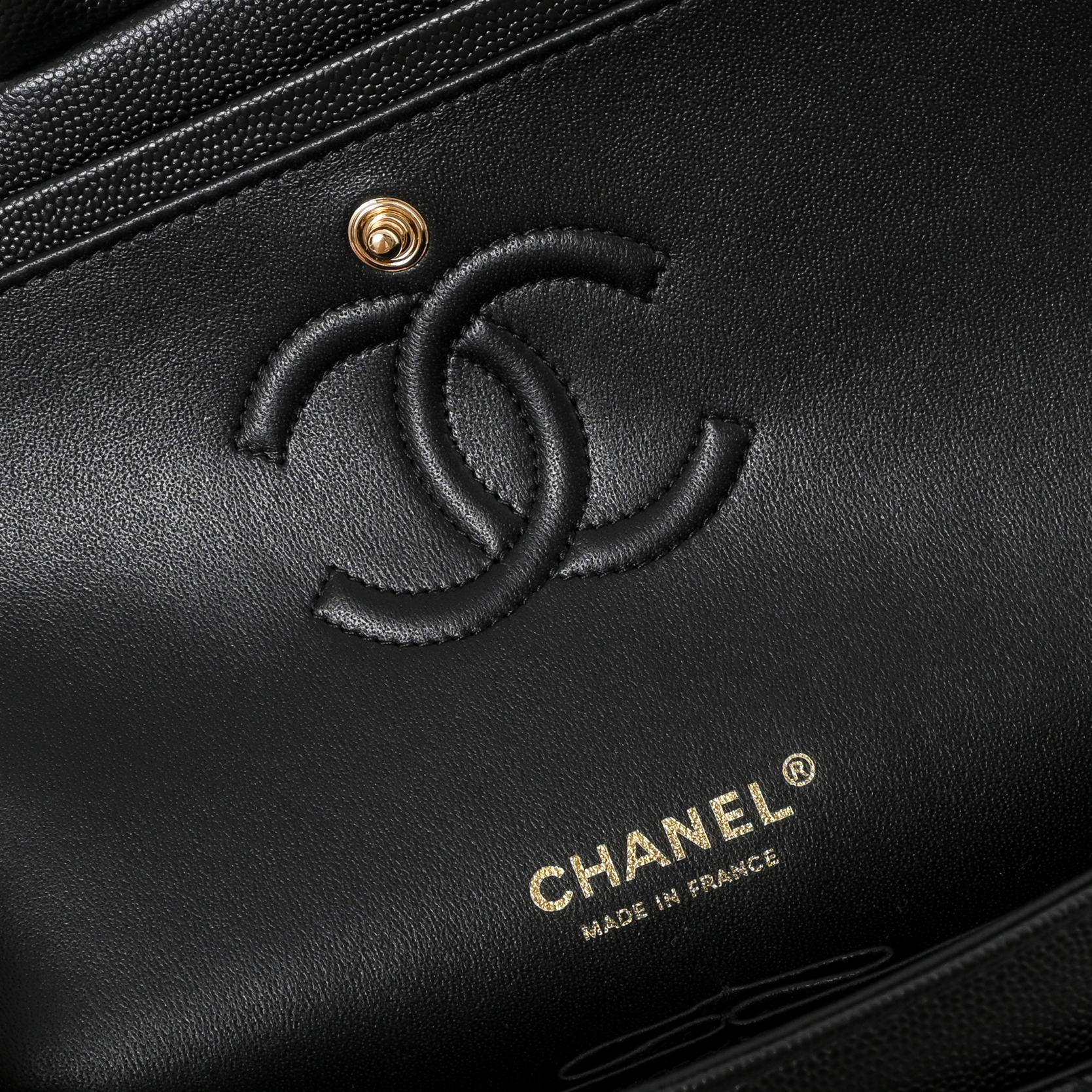 Ch*el classic flap handbag in caviar leather a01113 23x14.5x6cm
