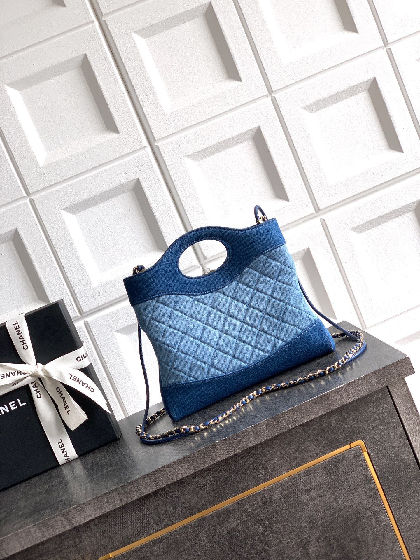 Ch*el 31 mini shopping bag light blue as4133 22x23x5cm