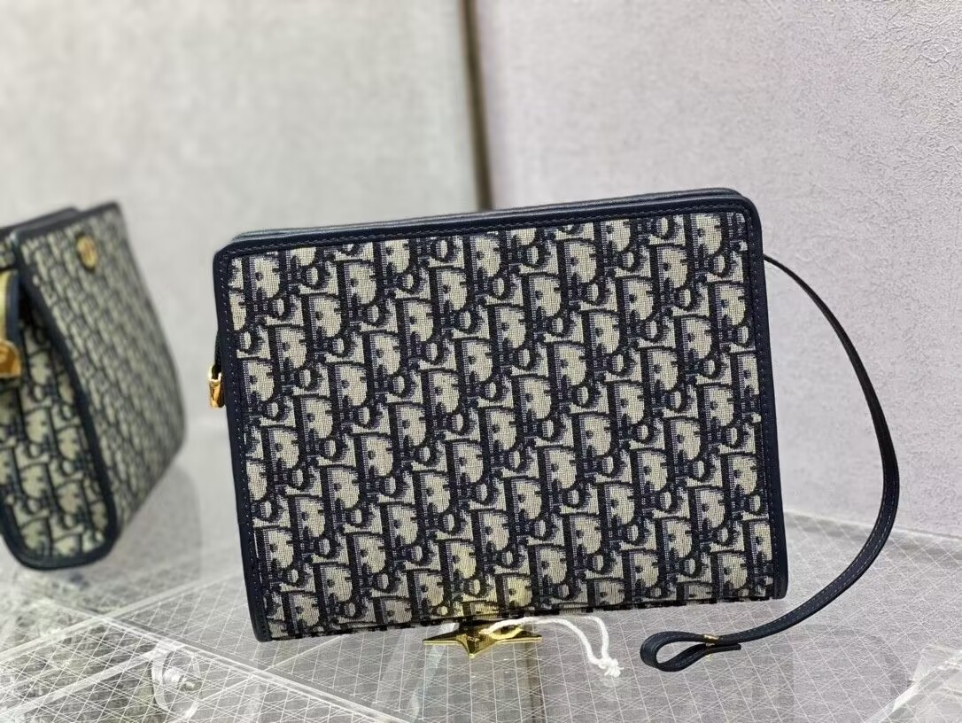 D*0r 30 Montaigne Dea Pouch Blue D*0r Oblique Jacquard 26x19.5x7cm