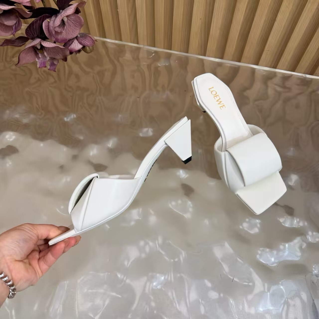 ua L0ew* origami slide 4cm heel