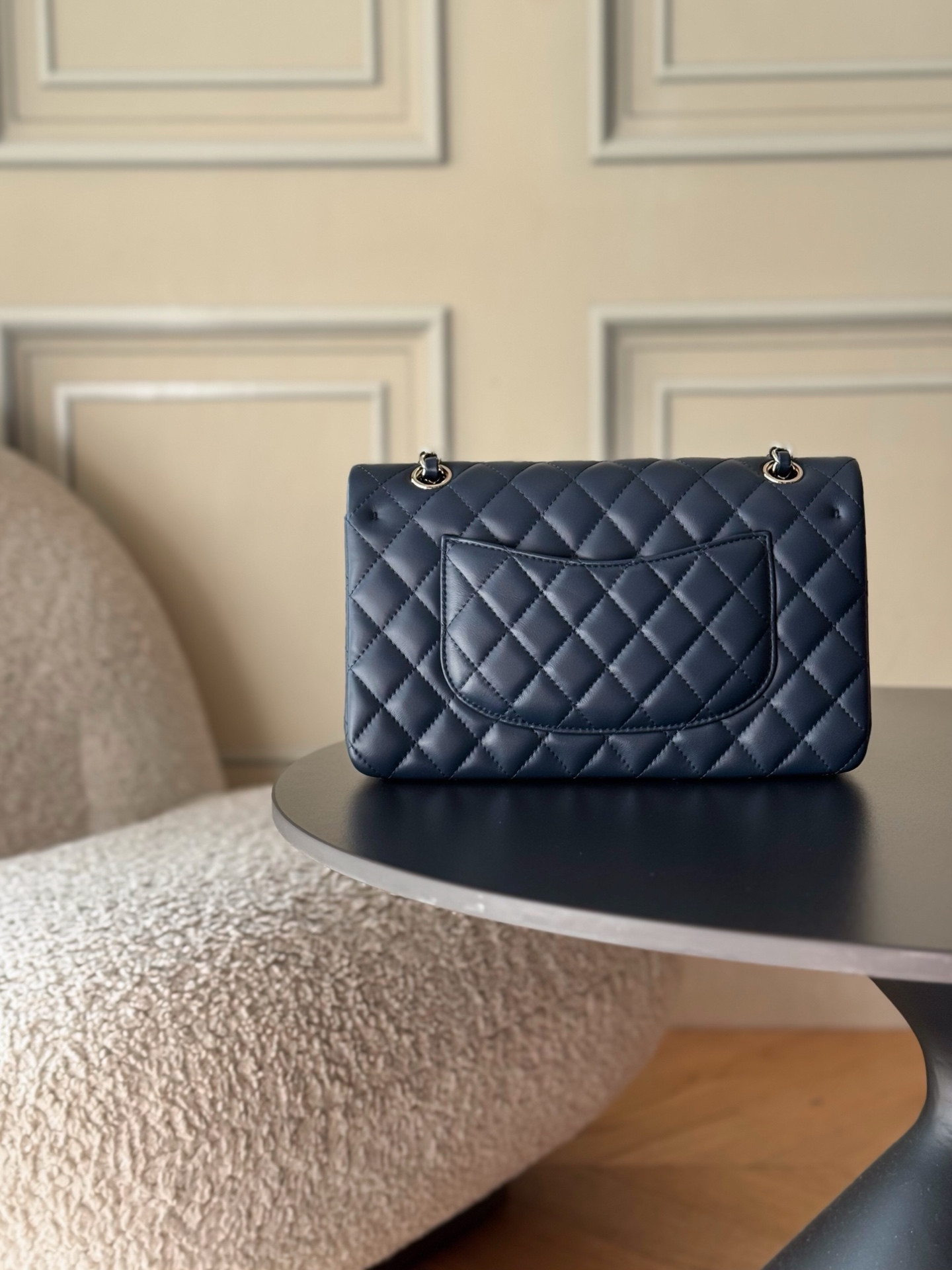 Ch*el flap bag royal blue light gold hardware 25.5x15.5x6.5cm