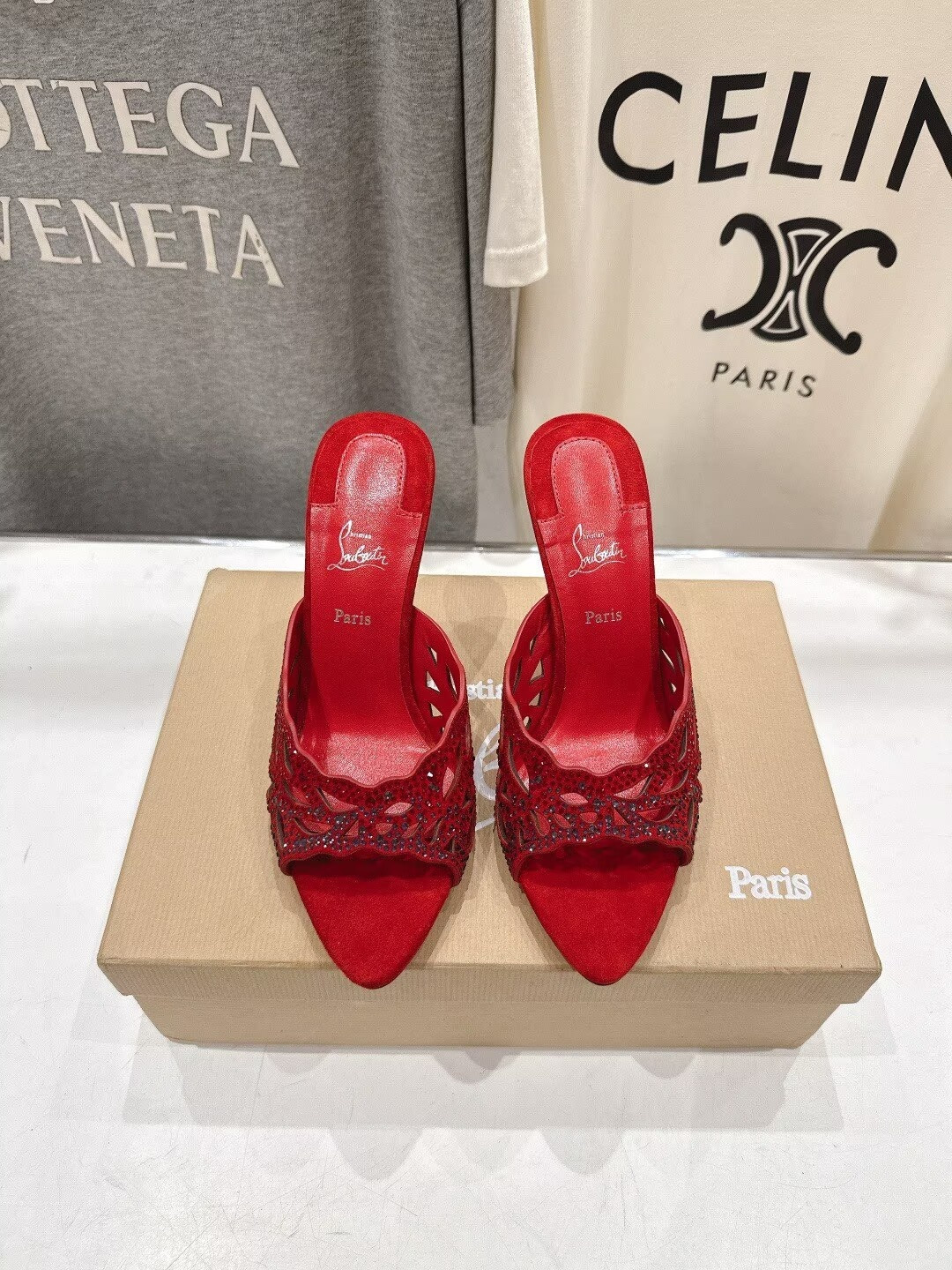 ua Ch**an louboutin lasera strass mule 10cm heel