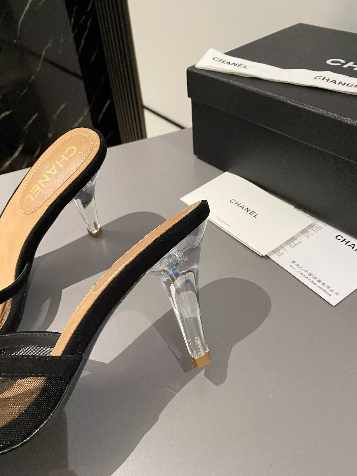 ua Ch*el tulle open-toe sandals