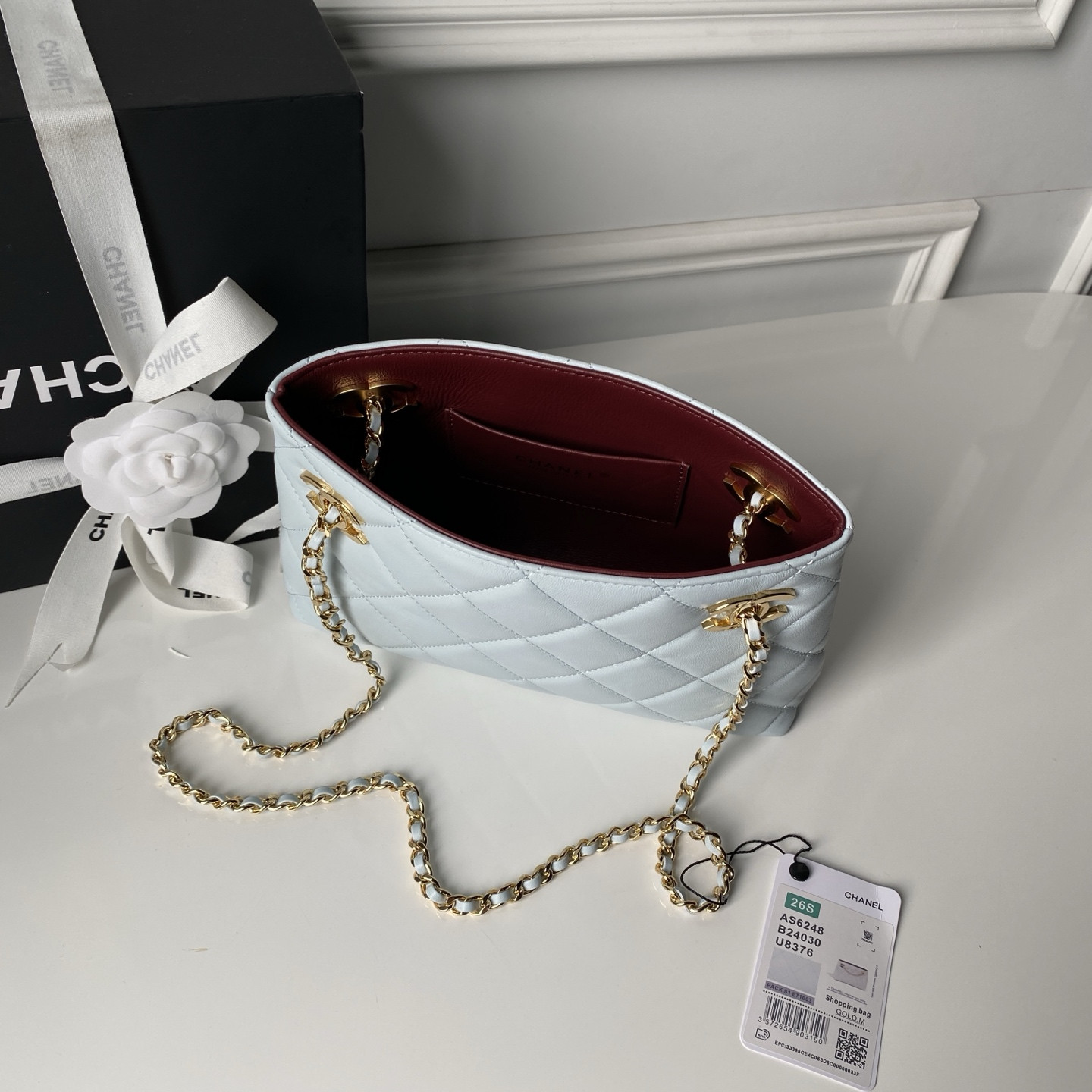 Ch*el chain shopping tote bag as6248 24.5x16x7.5cm