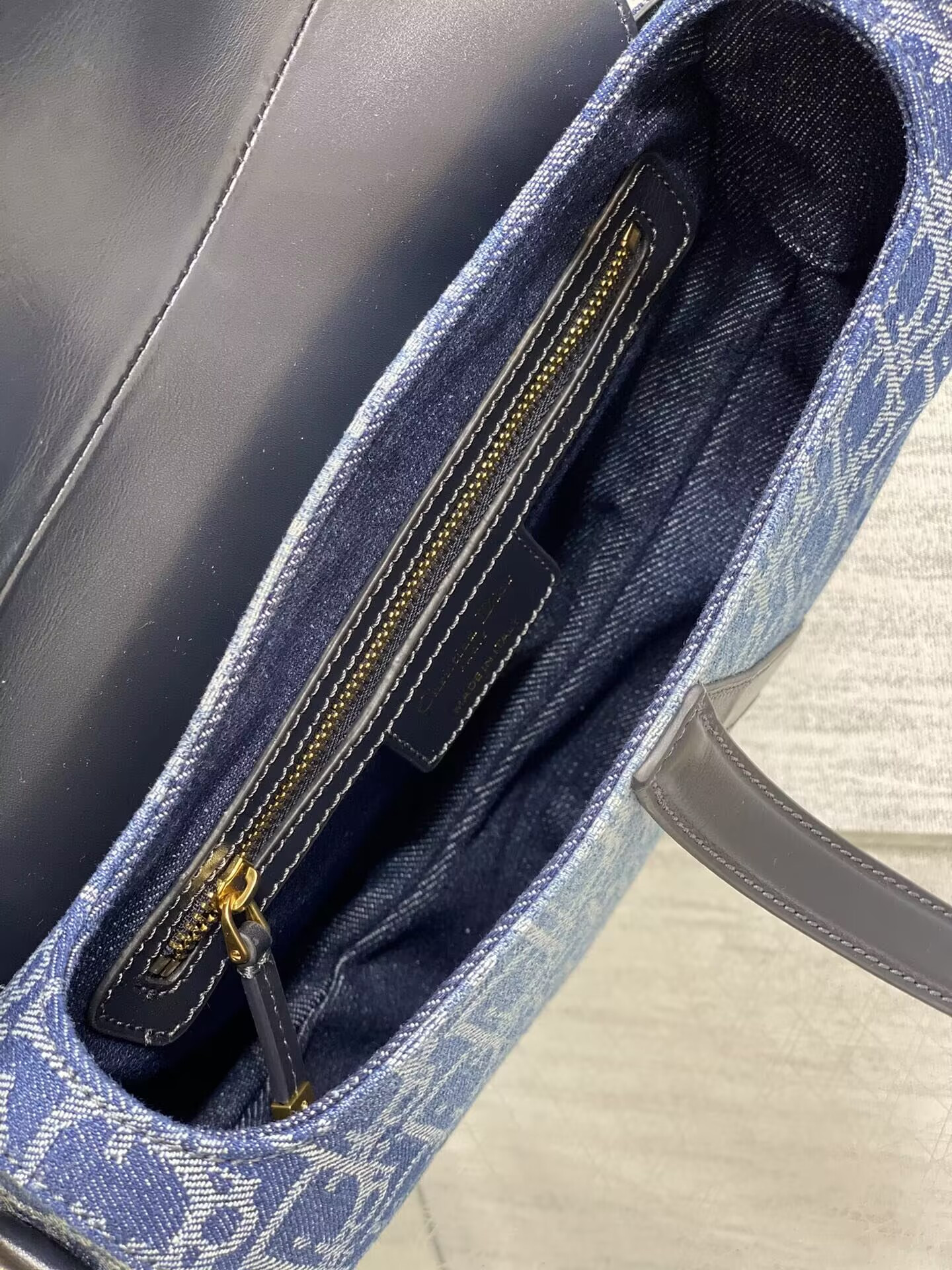 D*0r Saddle Bag with Strap Blue Denim D*0r Oblique Jacquard 25.5 x 20 x 6.5 cm