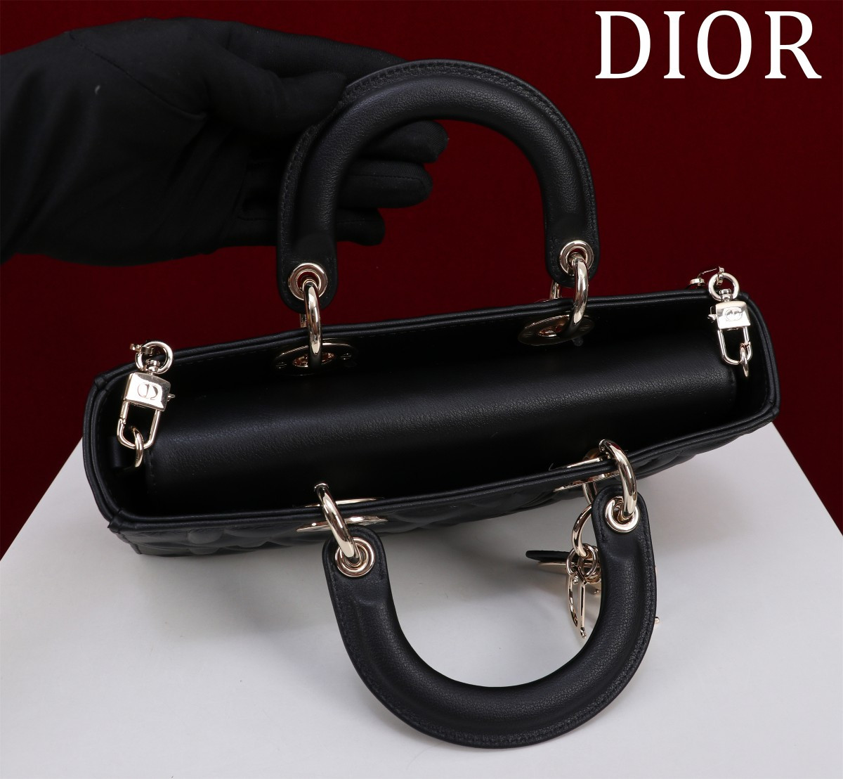 D*0r Medium Lady D-Joy Bag Latte Graphic Cannage 26 x 13.5 x 5 cm