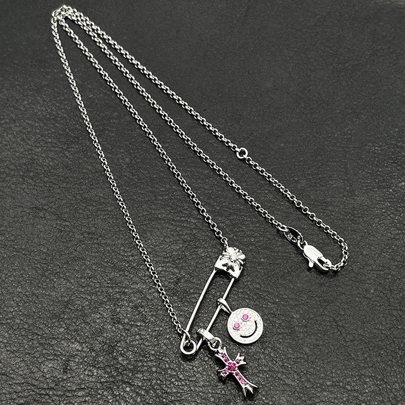 ch**me he**ts smiley F**e small cross necklace (chain length 45+5cm)