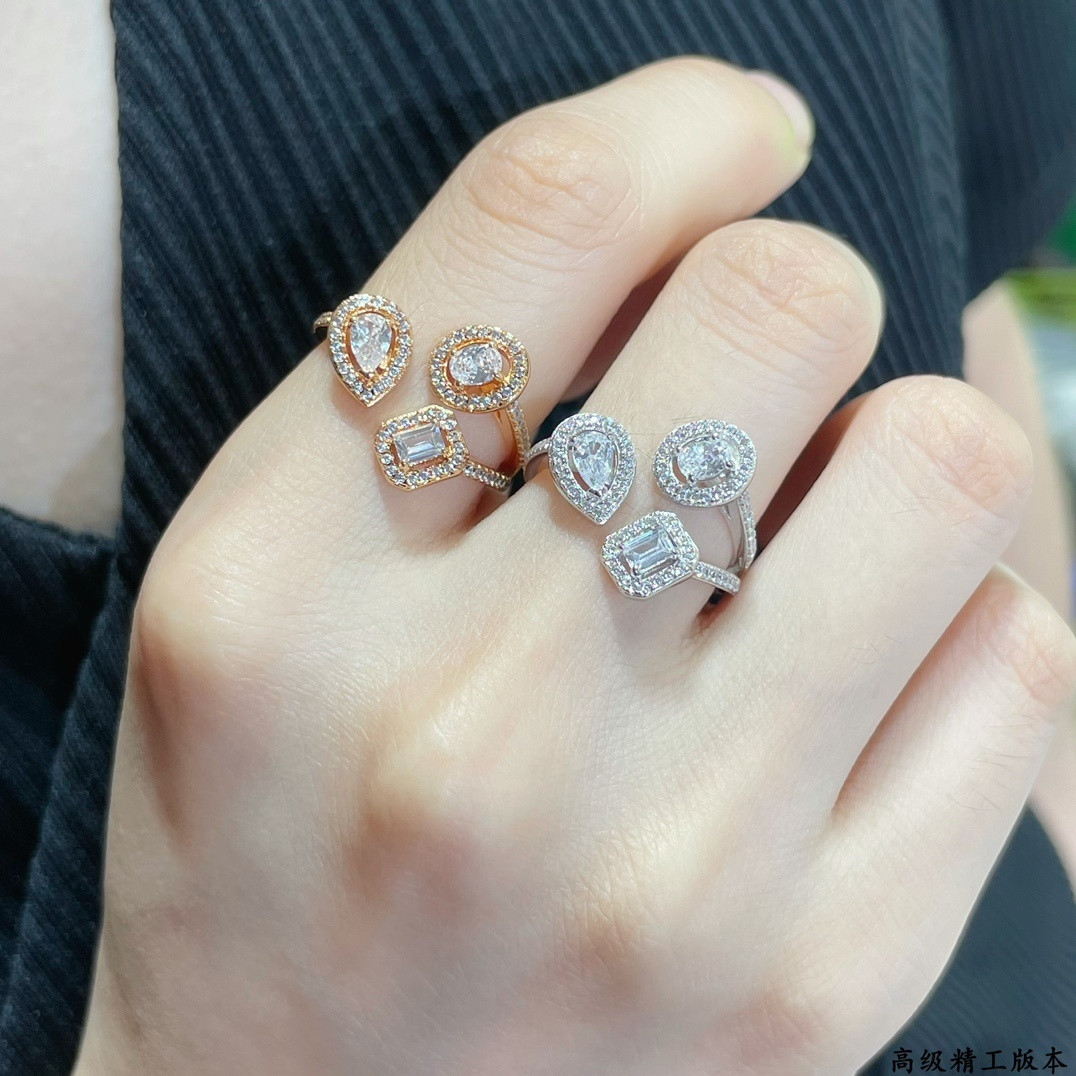Mes1kaa water drop three-di*m*nd ring