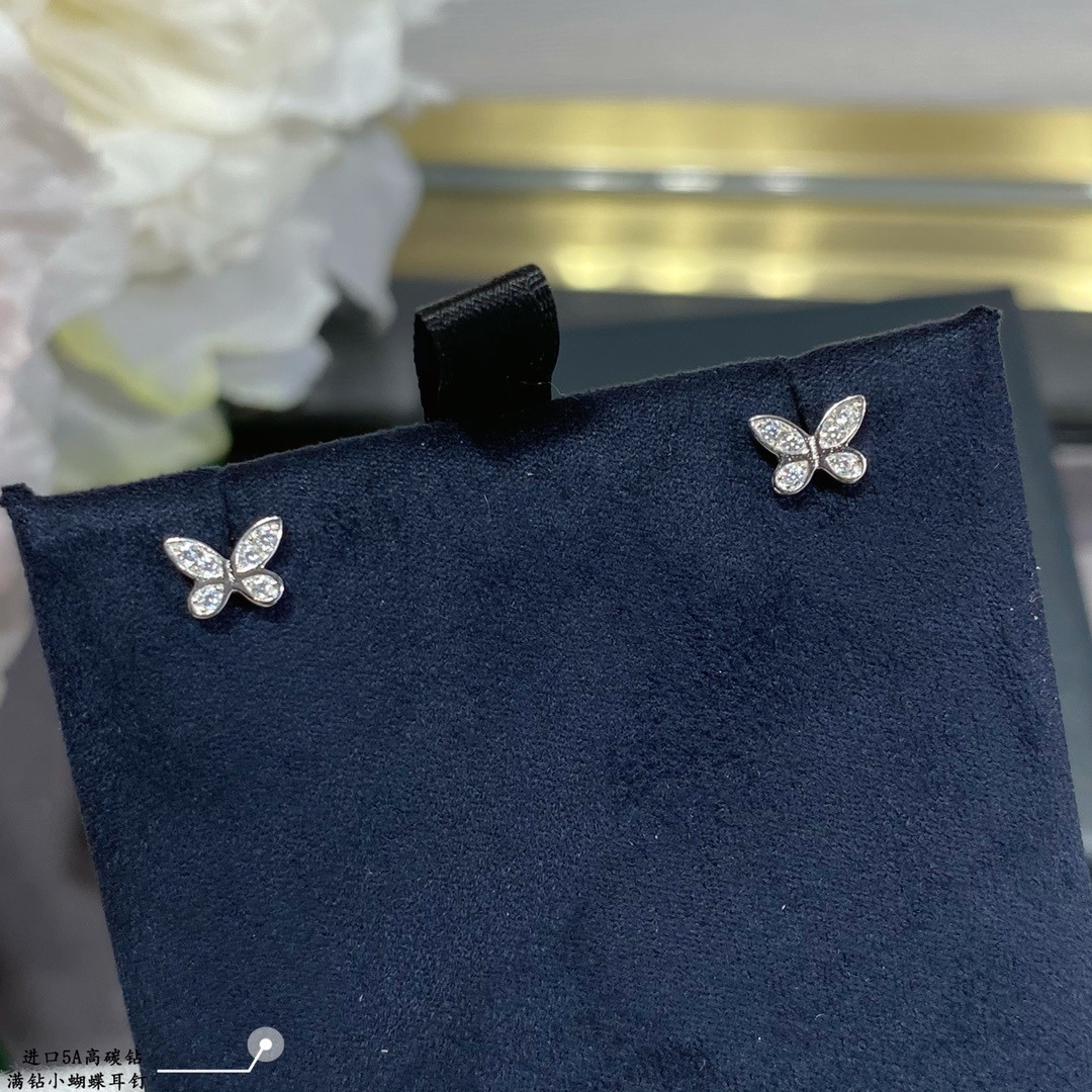 Gr*ff di*m*nd-encrusted butterfly stud earrings ag925