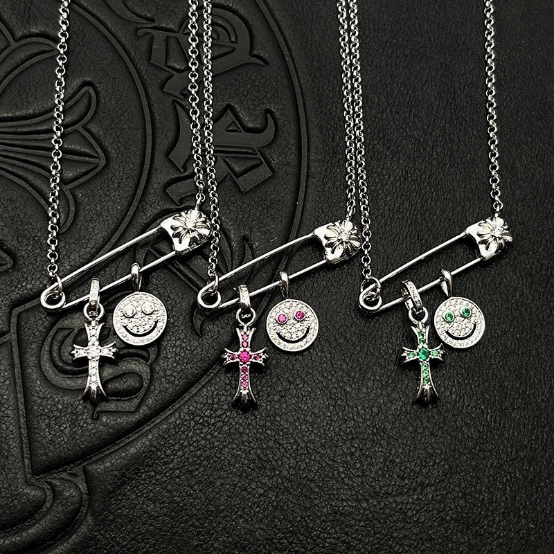 ch**me he**ts smiley F**e small cross necklace (chain length 45+5cm)