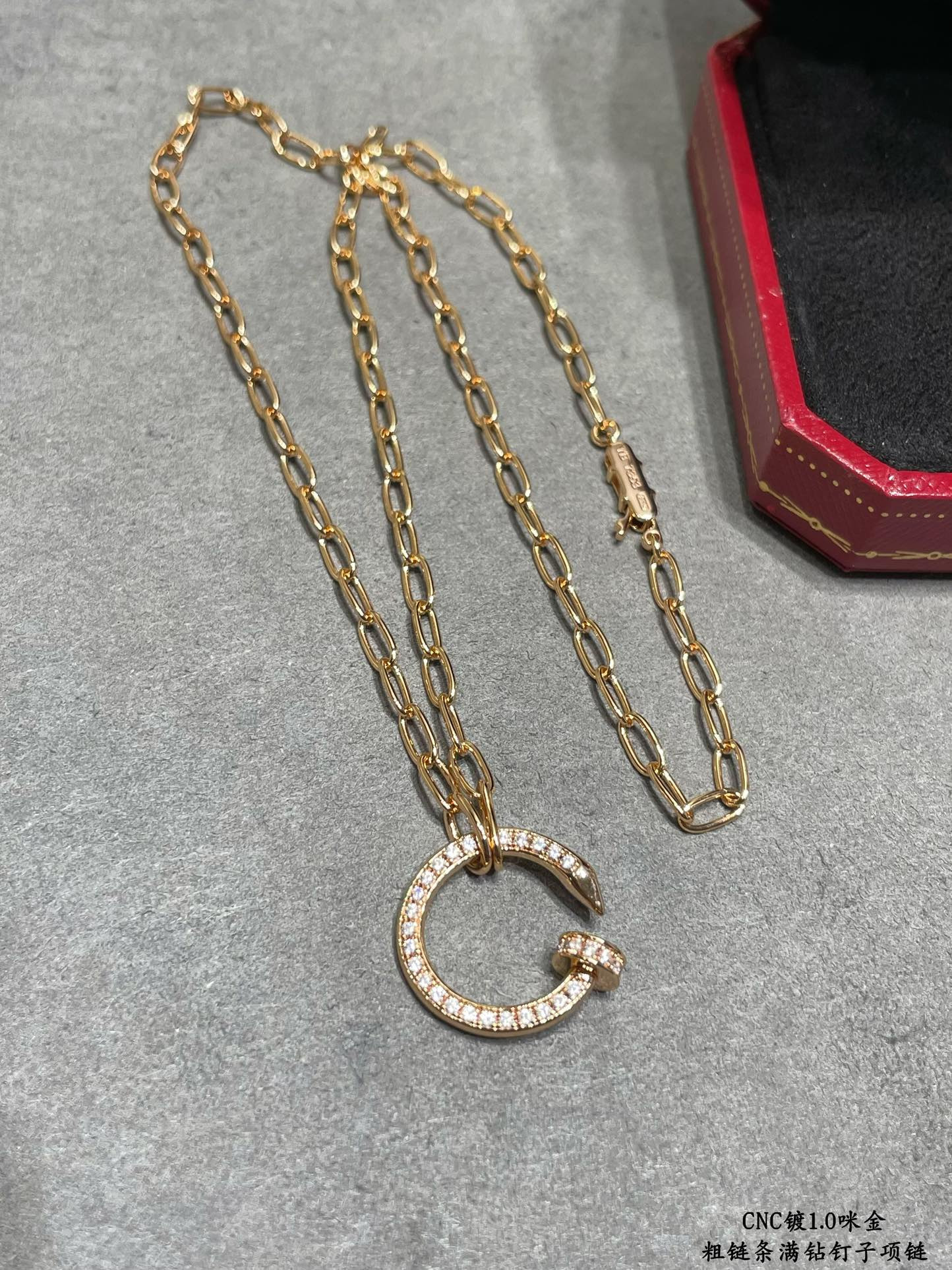 Ca*t*er Thick chain full of diamond nail Necklace