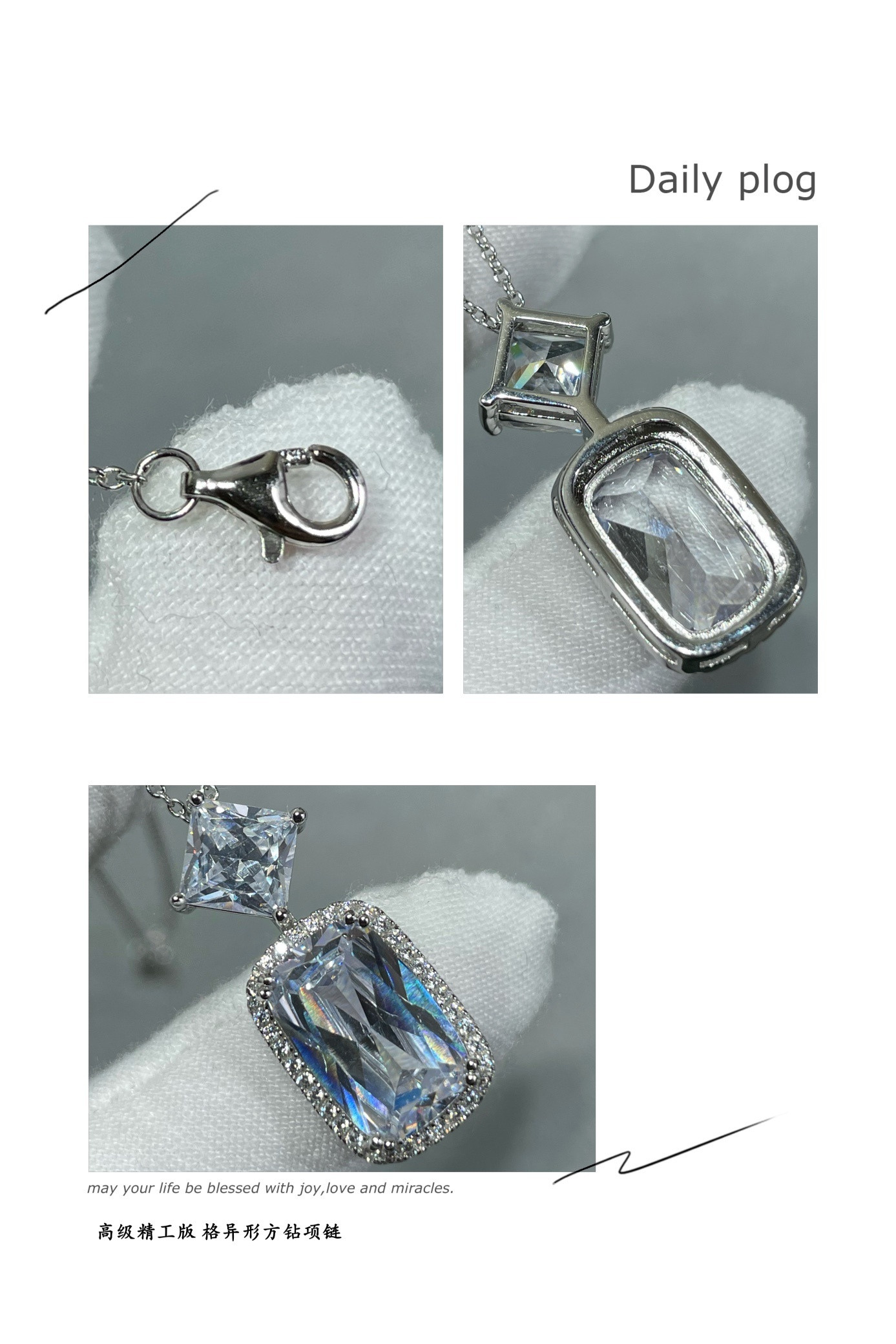 Gr*ff square di*m*nd necklace ag925