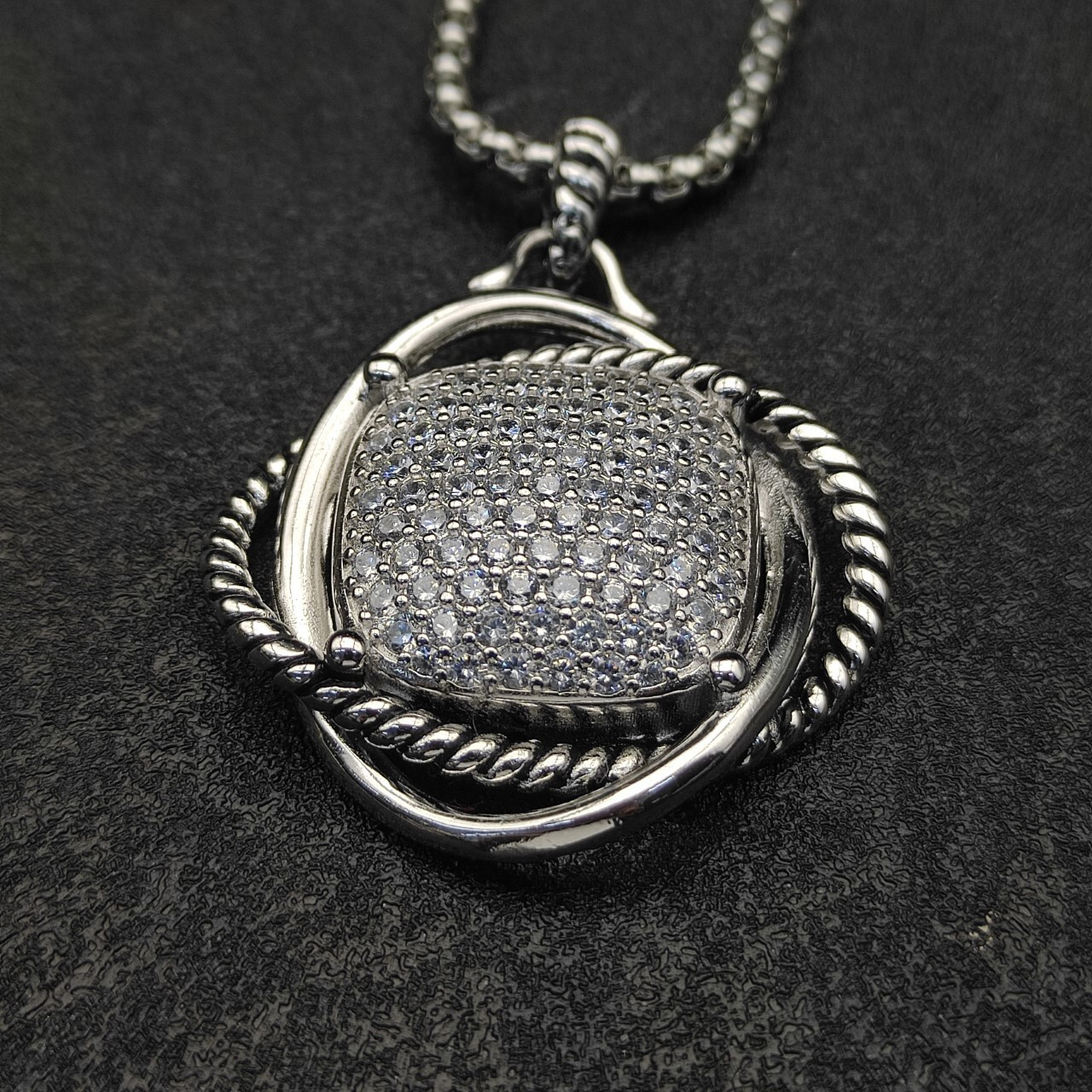 dau1d Yvrm*n 32mm square di*m*nd necklace(chain length 50+5cm delay chain chain thickness 3mm)