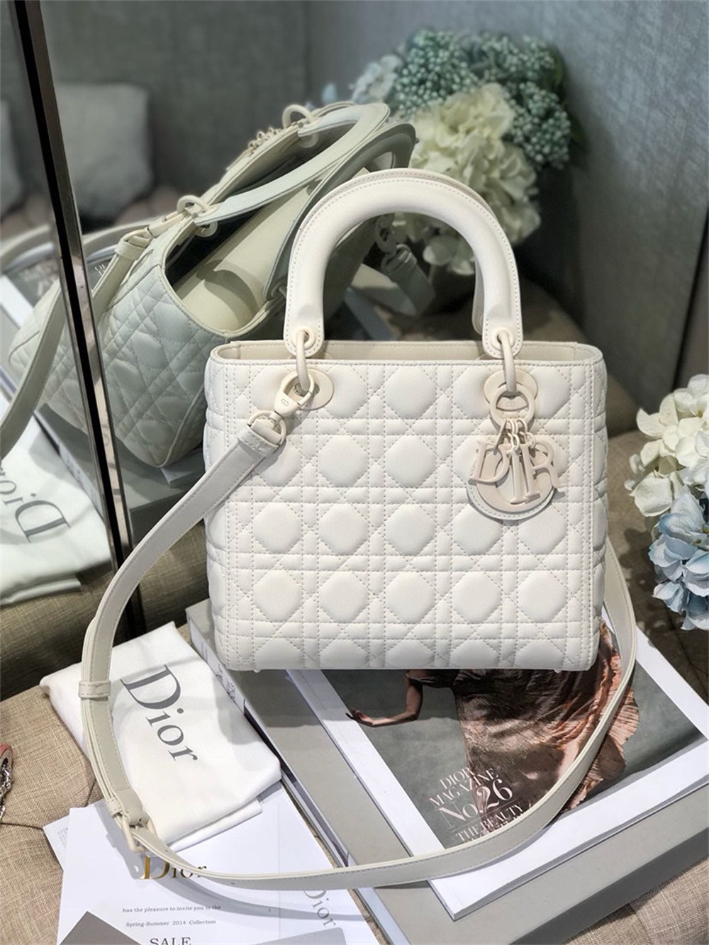 Medium Lady D*0r Bag 9.5 x 8 x 4.5 inches
