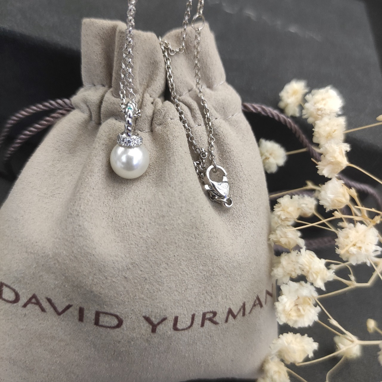 dau1d Yvrm*n 8mm peal necklace(chain length 42+3+3cm delay chain)