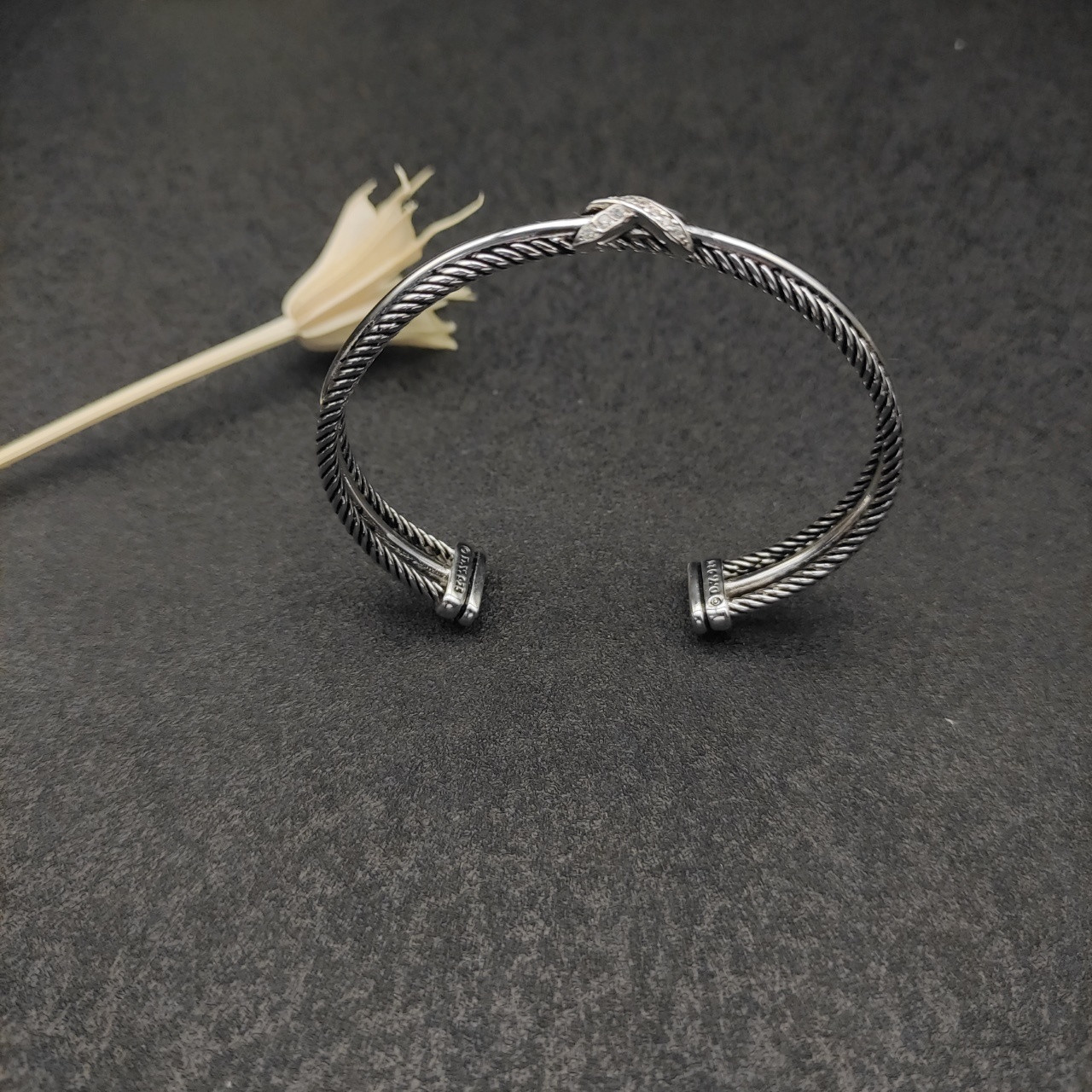 dau1d Yvrm*n 7mm three-line crossband di*m*nd x bracelet (wrist circumference 15-20cm)