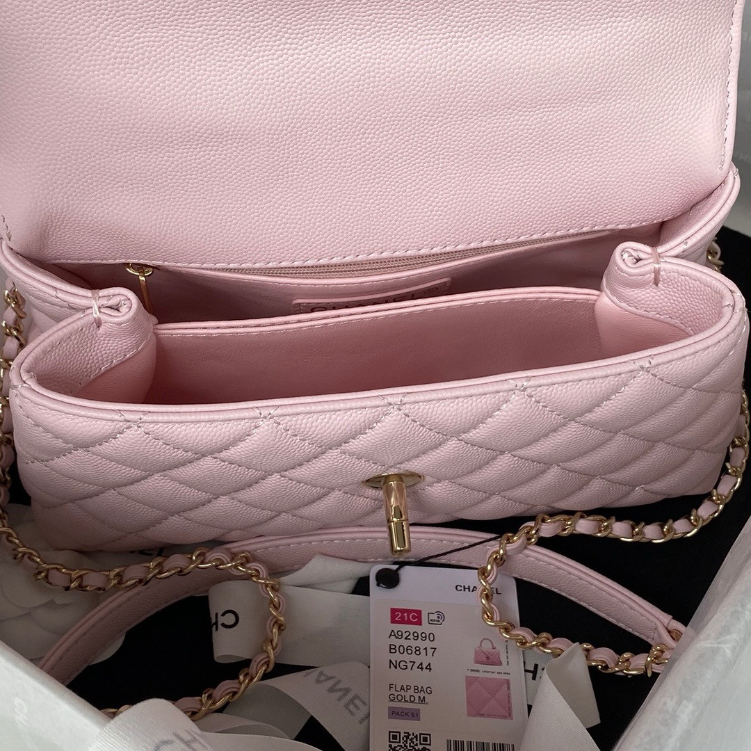 Ch*el Coco Handle Bag 24x10x14CM