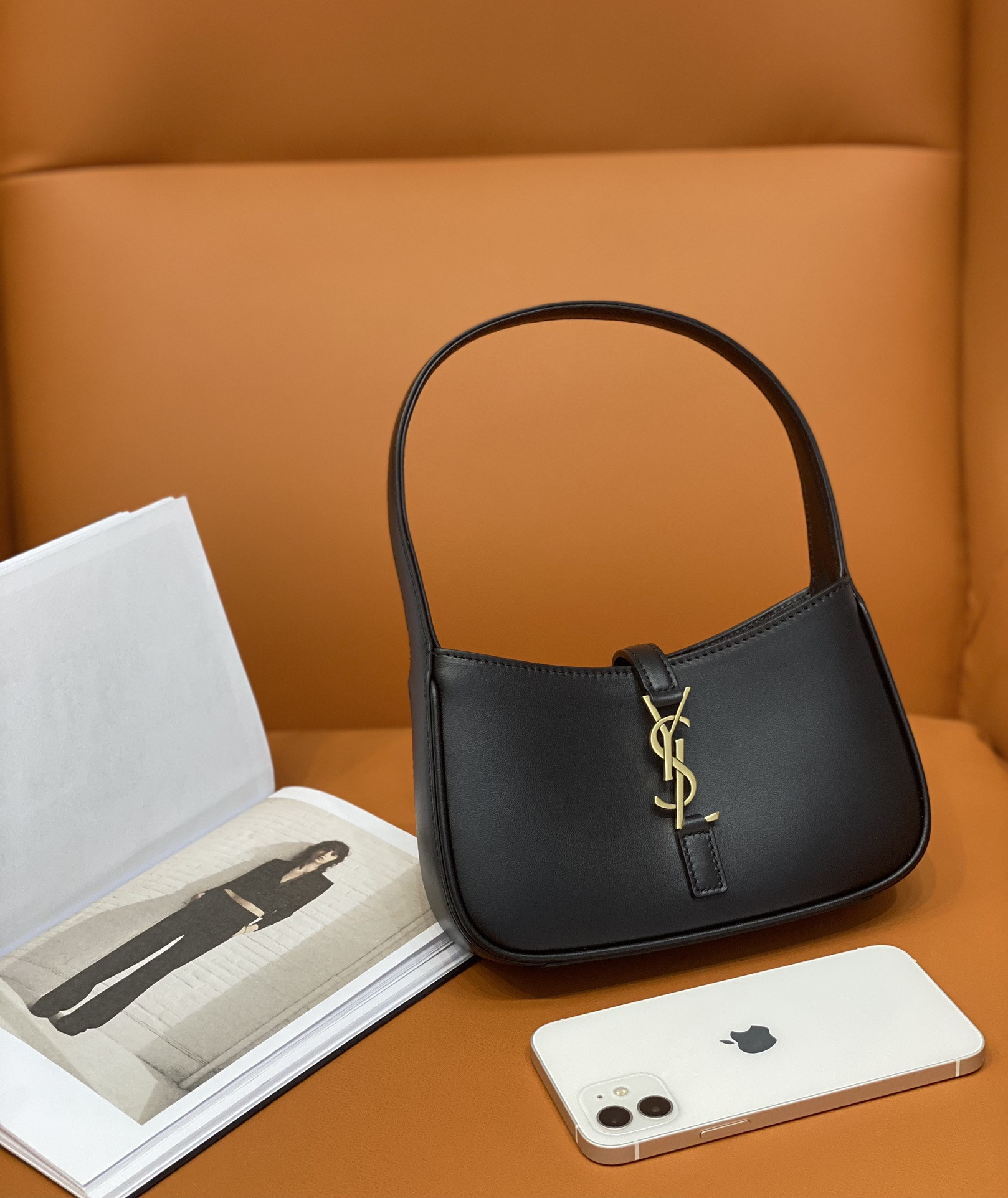 Y*L MINI LE 5 À 7 IN SMOOTH LEATHER NOIR 19 X 11.5 X 4.5 CM